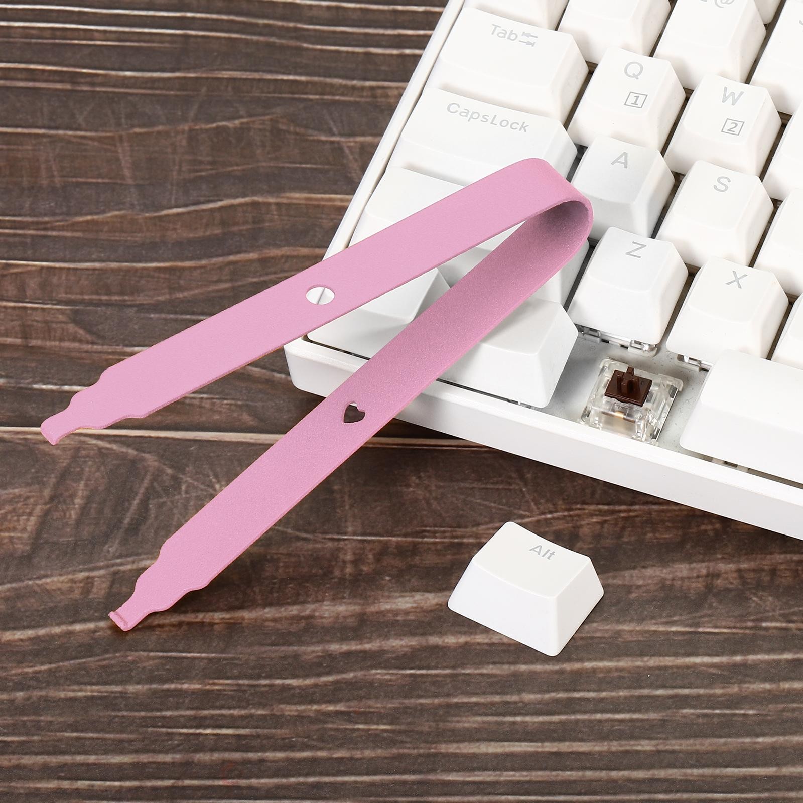 Keycap Puller Switch Remover DIY Tool Fixing Keyboard Steel, Pink 2pcs