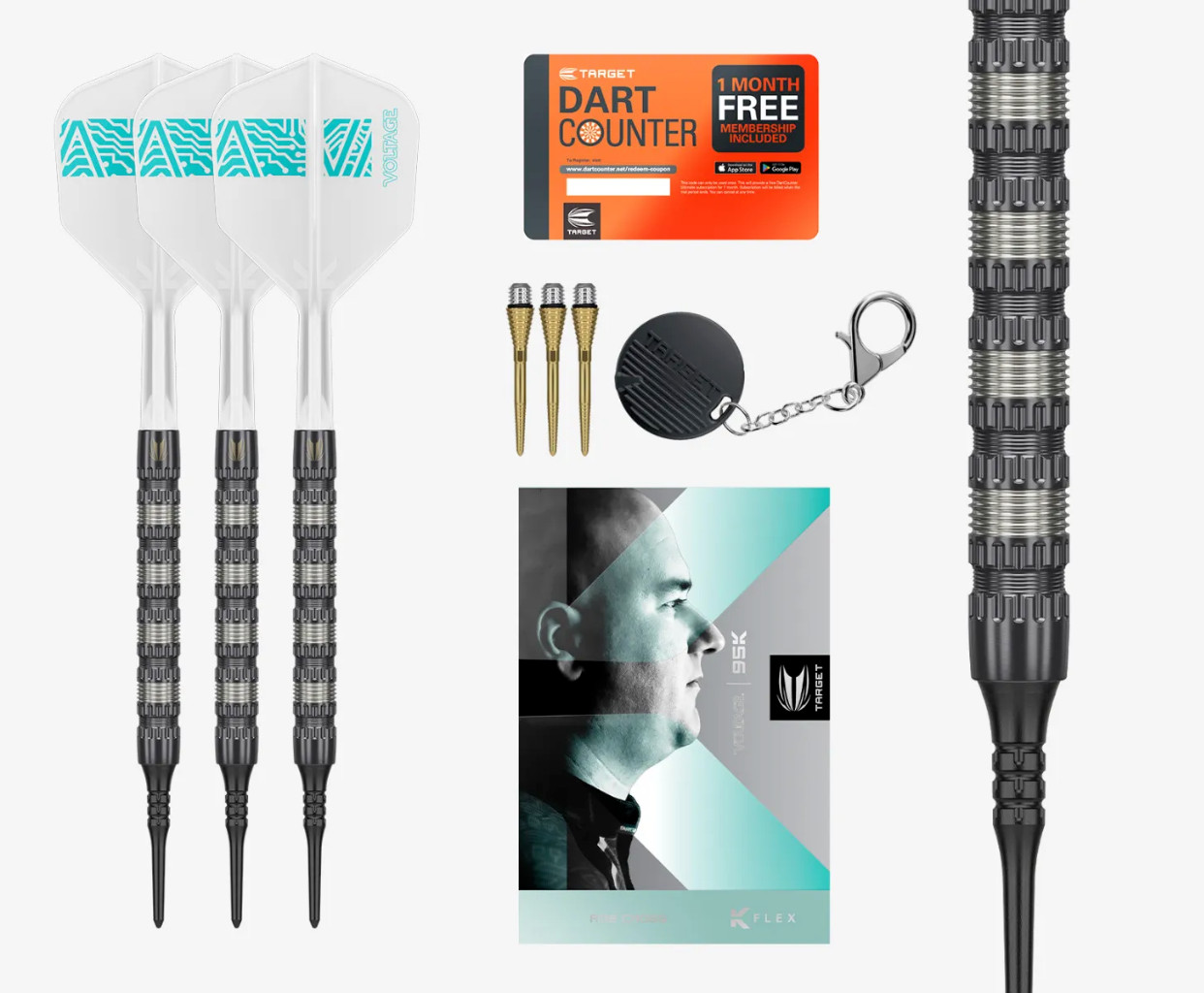 TARGET ROB CROSS VOLTAGE 95K 95% TUNGSTEN 18 GRAM SOFT TIP DARTS 210507