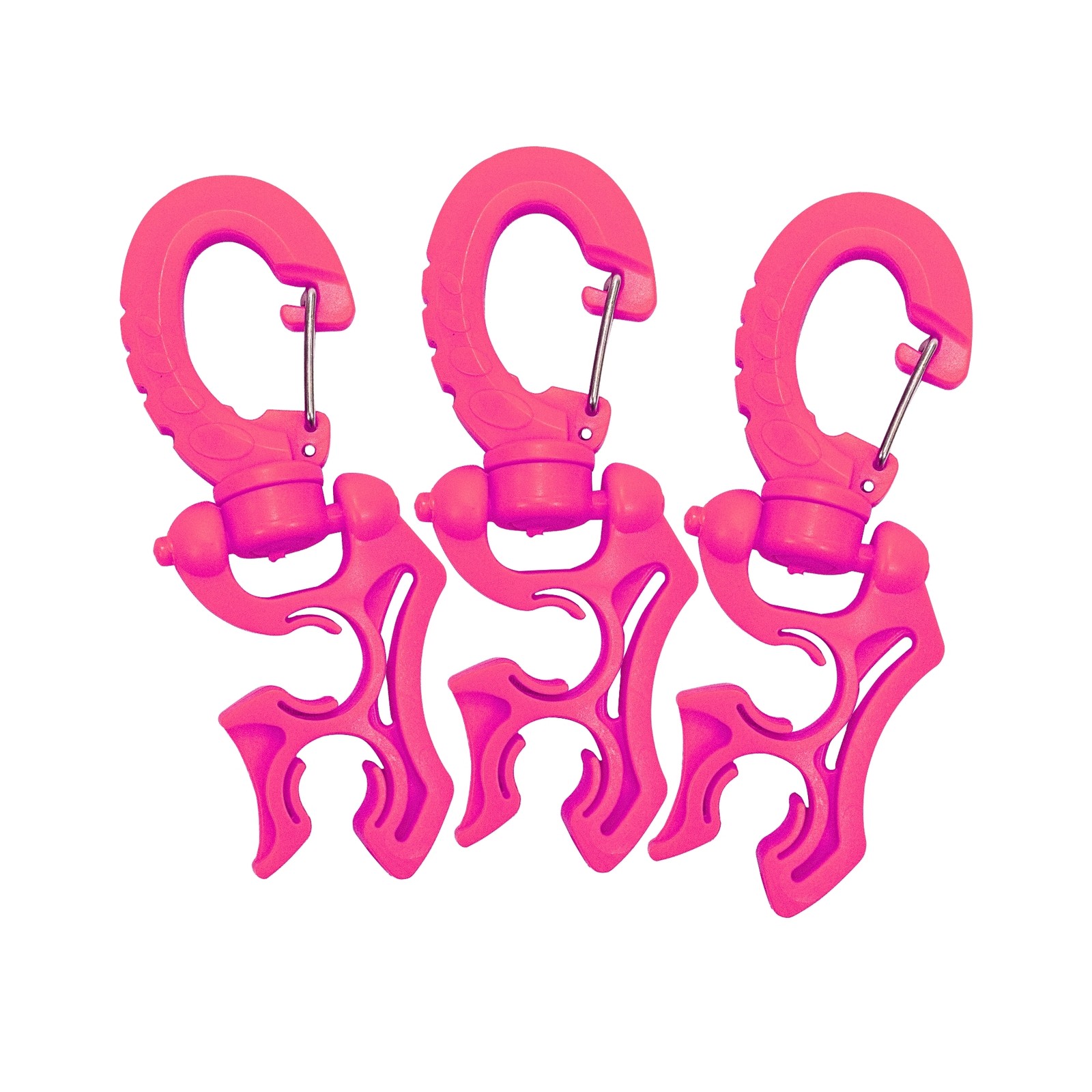 Scuba Choice Double Hose Holder Clip 3-Pack Bundle, Pink
