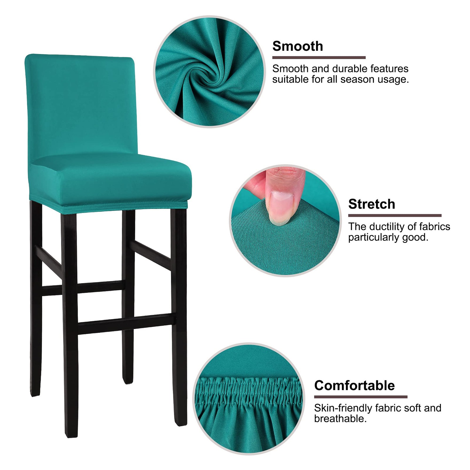 Stretch Bar Stool Covers, Pub Counter Height Side Chair Covers with Elastic B...