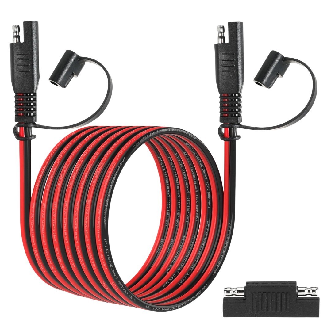 12FT 14AWG SAE Extension Cable with Polarity Reverse Adapter for Solar Panel RV