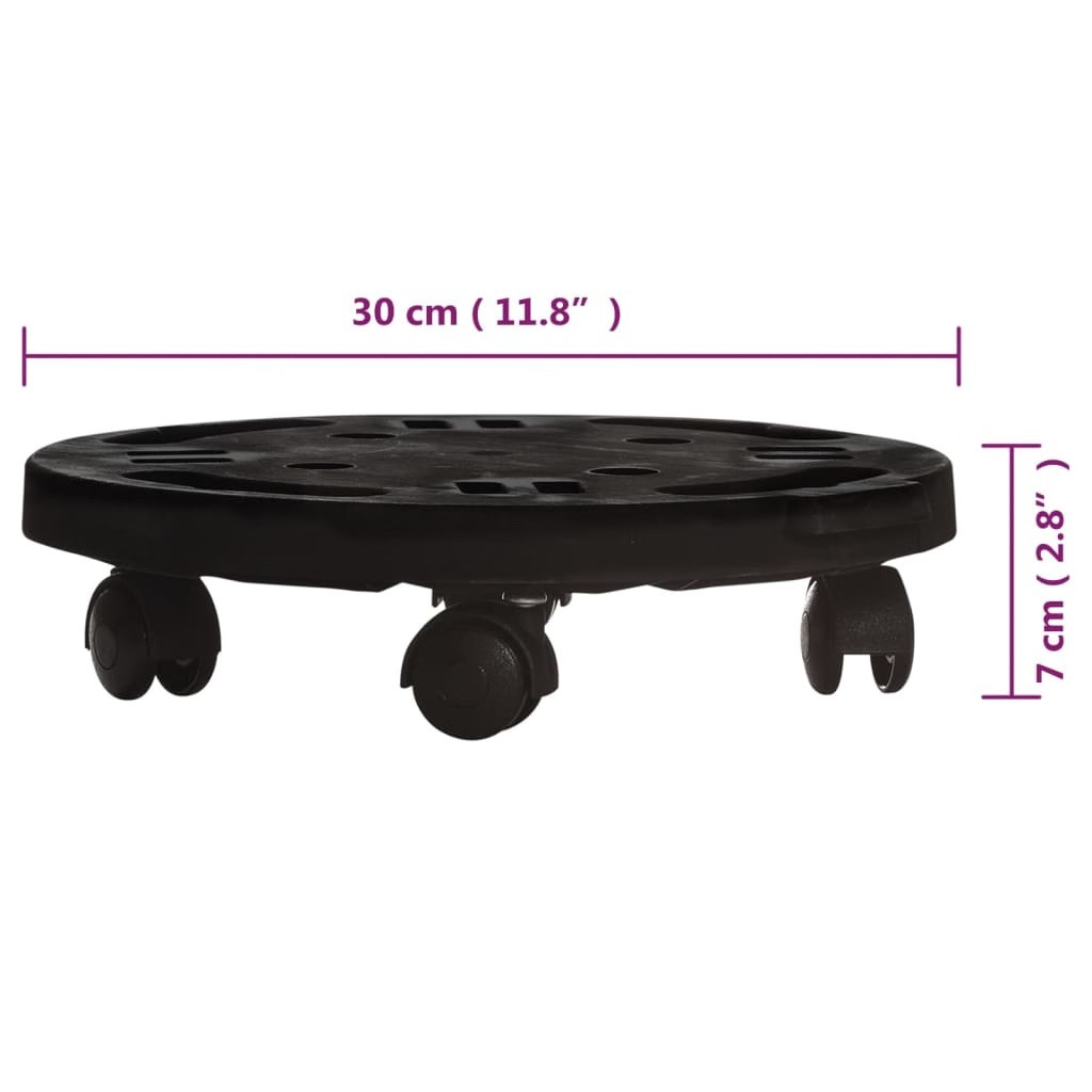Plant Trolley Black Polypropylene Compact Rotatable