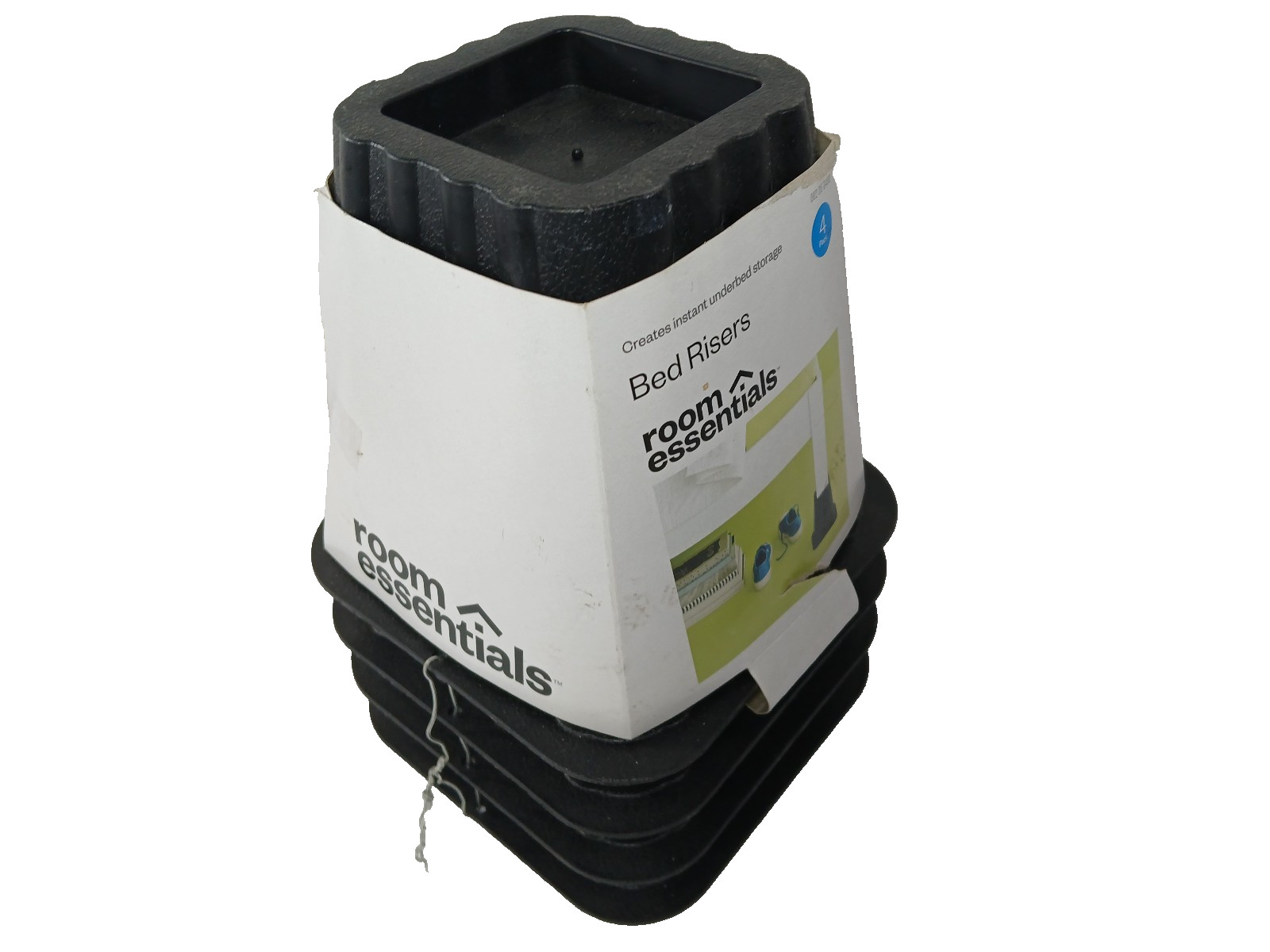 Room Essentials 4 Pack of 6” Plastic Black Bed Risers