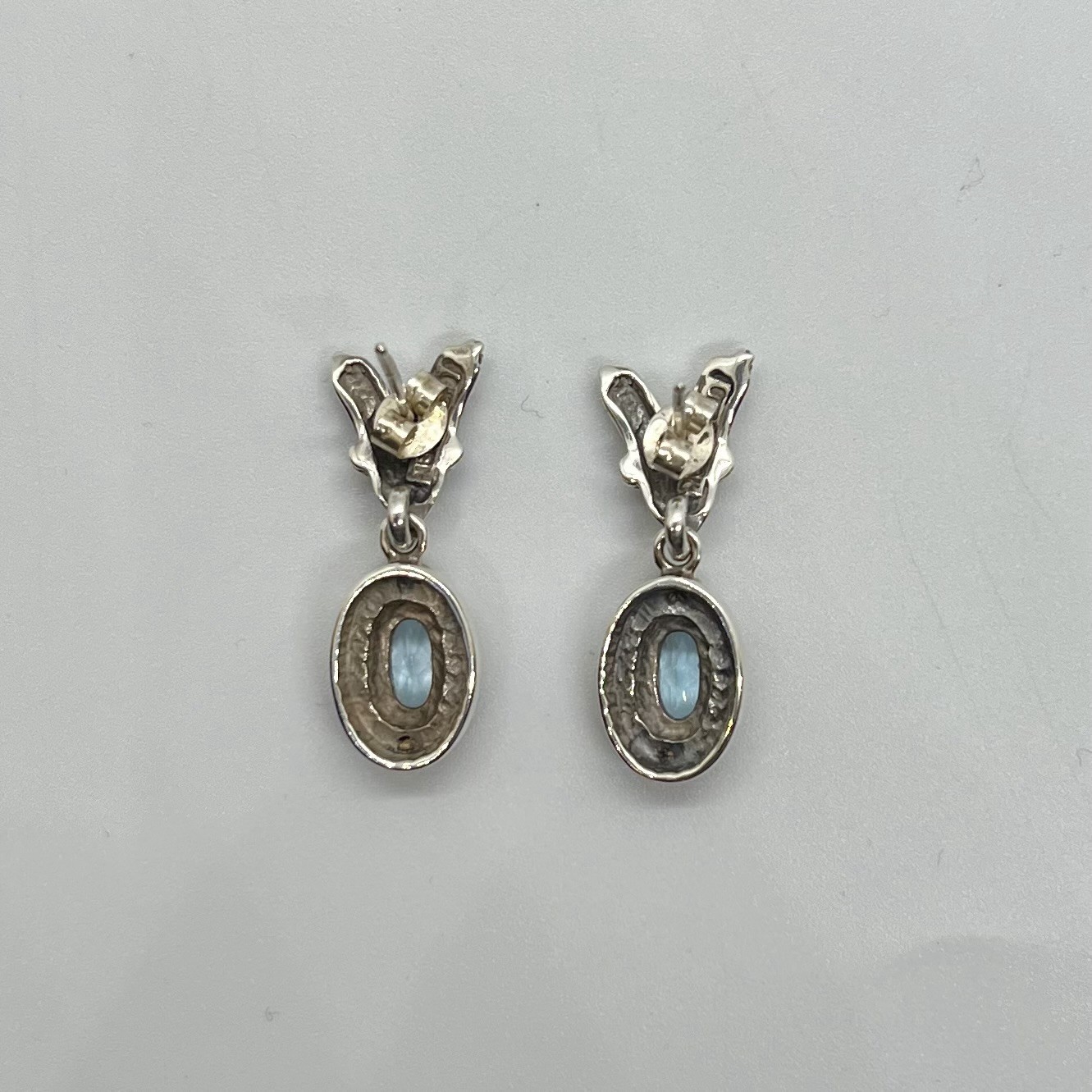 Vintage 925 / 18k Blue Topaz Drop Earrings