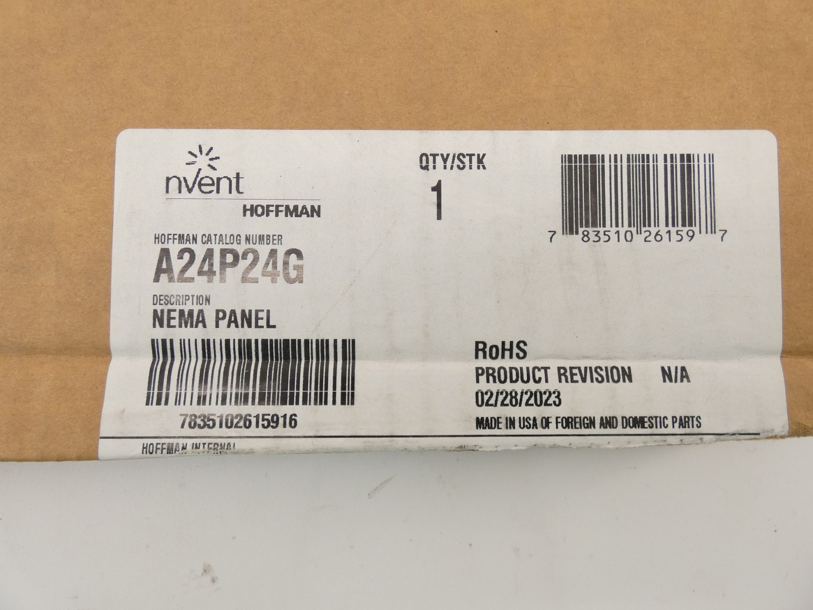nVent Hoffman A24P24G Interior Panel Enclosure 21" - NEW Surplus!