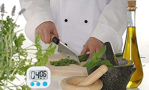 6 Pack Small Digital Kitchen Timer Magnetic Back and ON/Off Multicolored