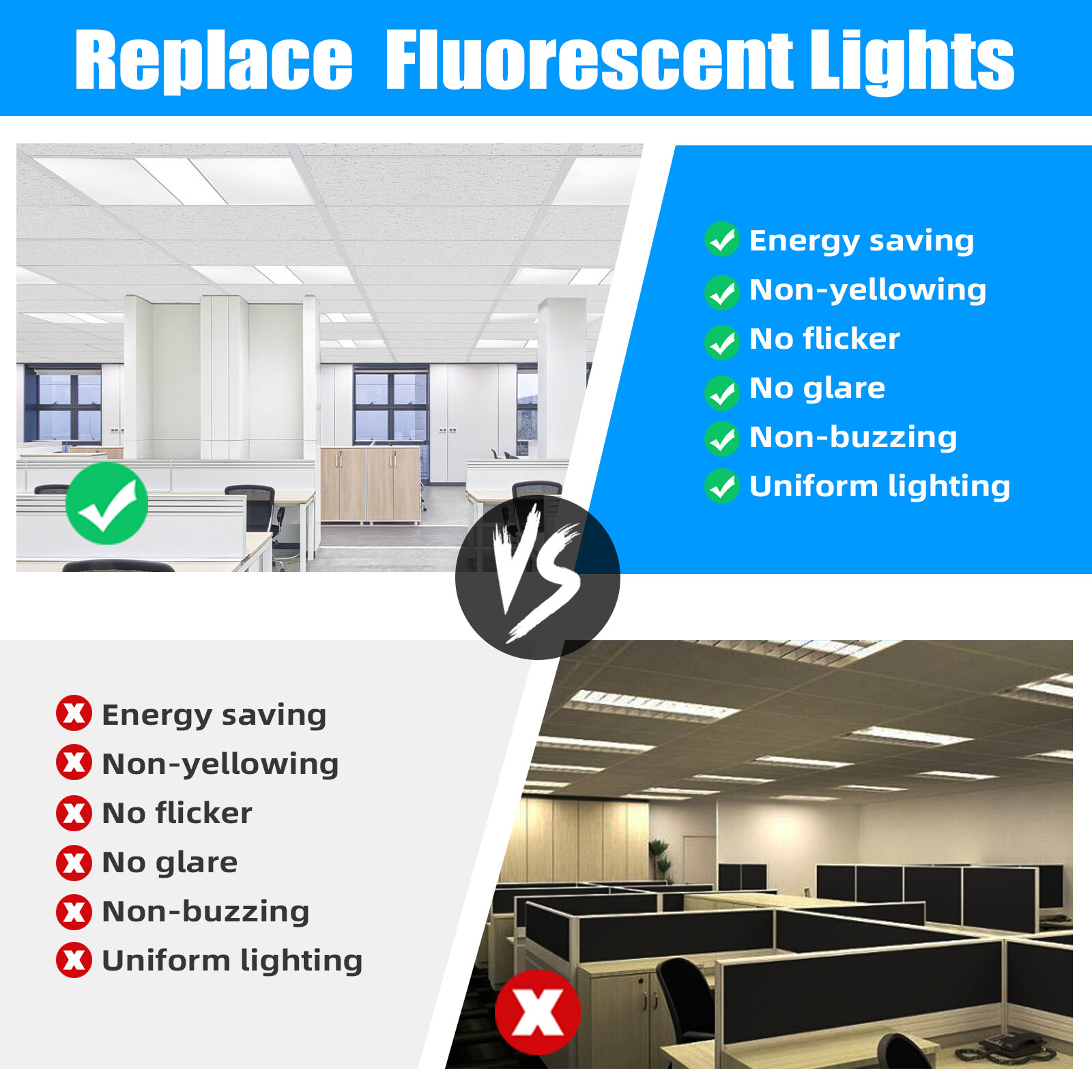 2x4 Led Flat Panel Light 8 Pack - 75W 7800LM Dimmable 2x4 Led Light Drop Ceiling