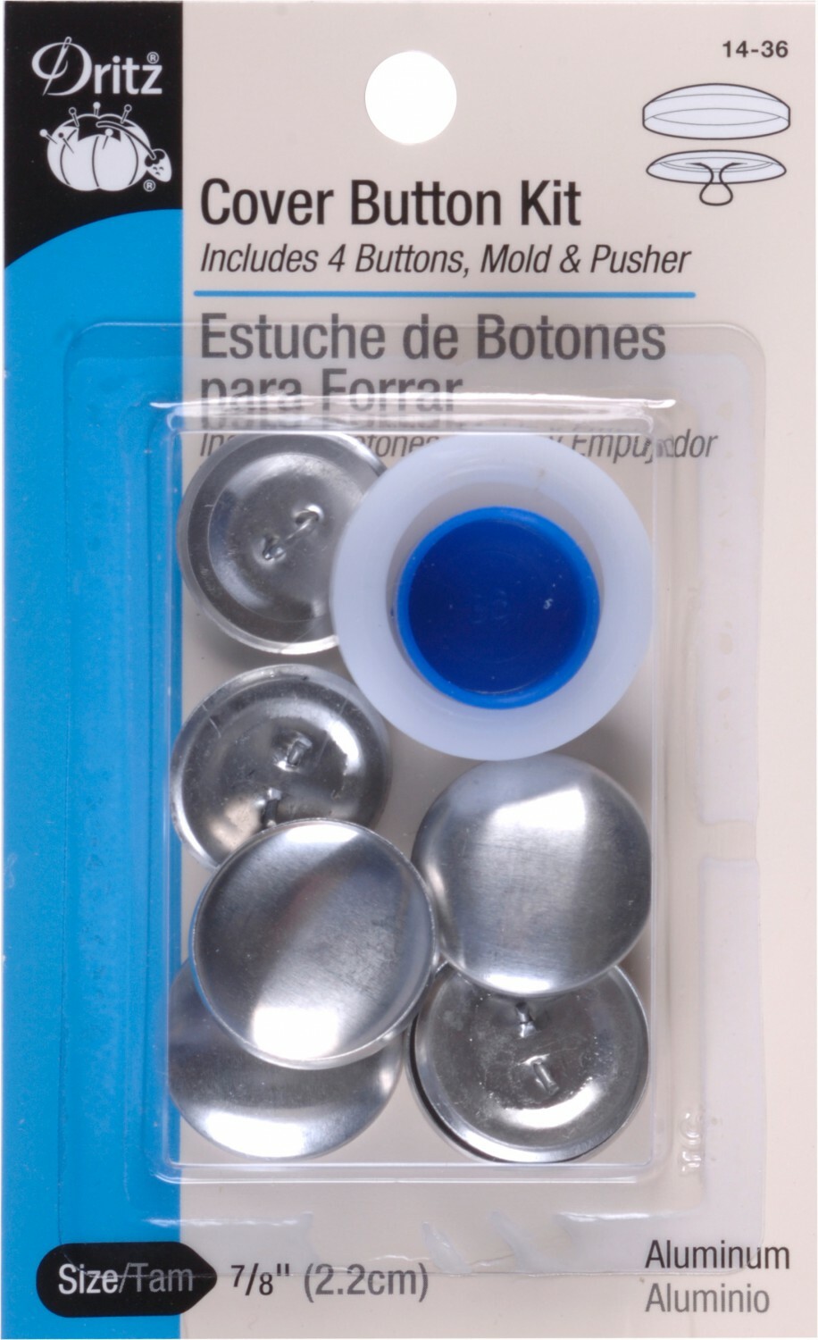 7/8" Cover Button Kit, Includes Button Shell, Back, Pusher, Mold 4 Sets by Dritz