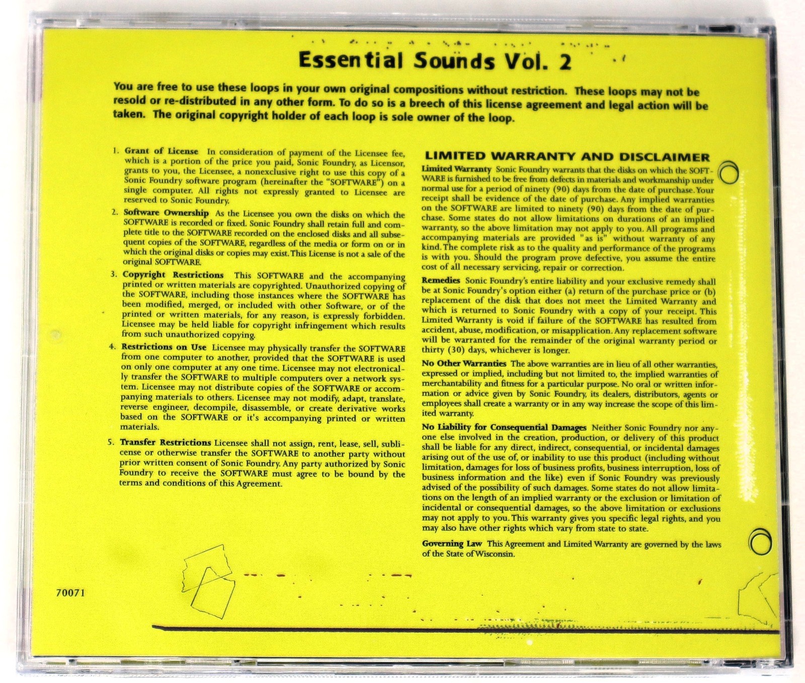 Sonic Foundry Essential Sounds 2 Loops For Acid Sample/Sound Library/Sampling CD