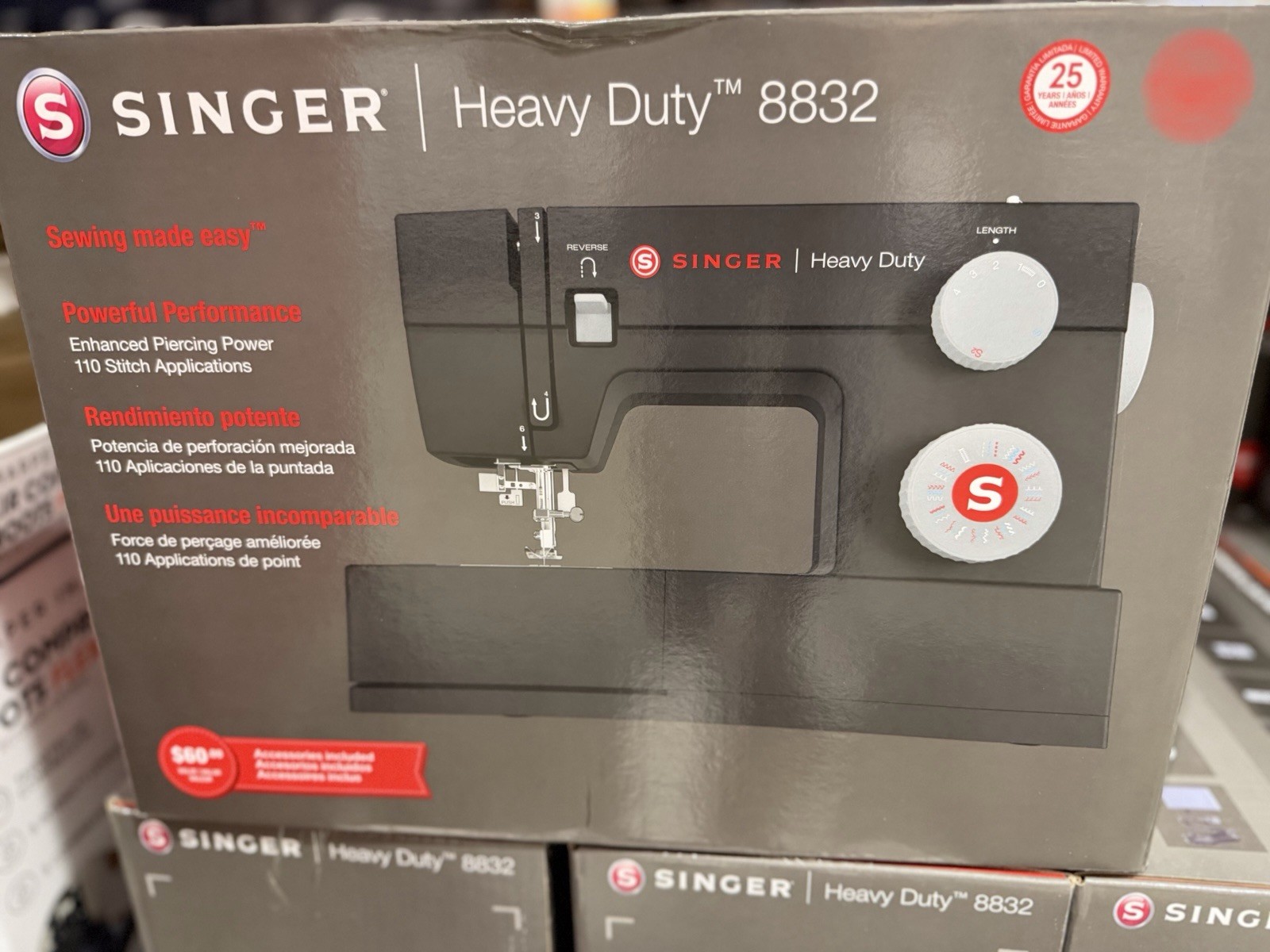 SINGER Heavy Duty 8832 Electric Household Sewing Machine Free Arm Reverse Denim