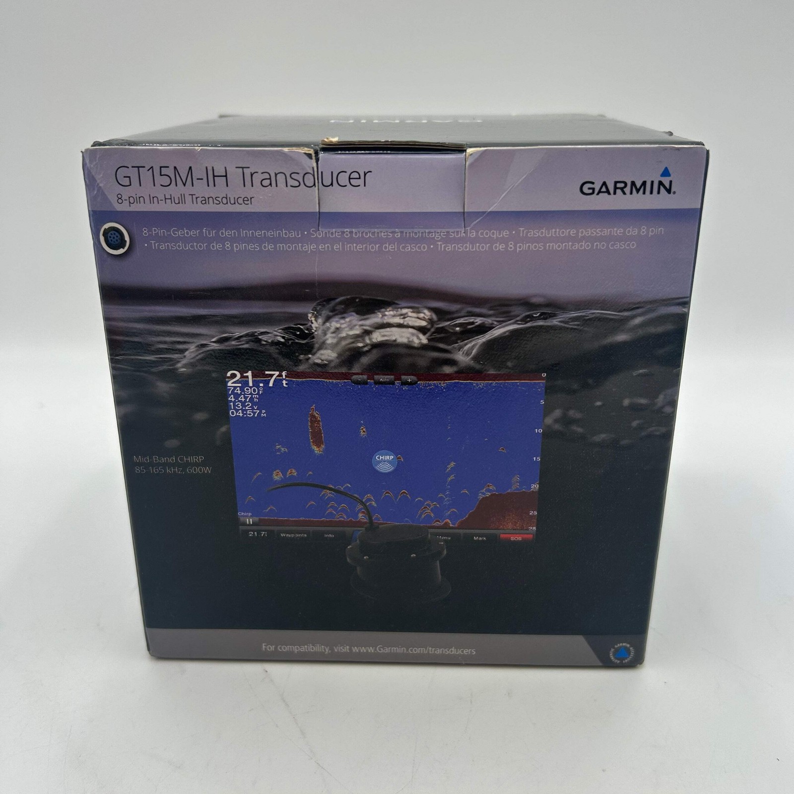 Garmin GT15M-IH In-Hull Mid-Band CHIRP Transducer 8-Pin 010-12402-00 - New