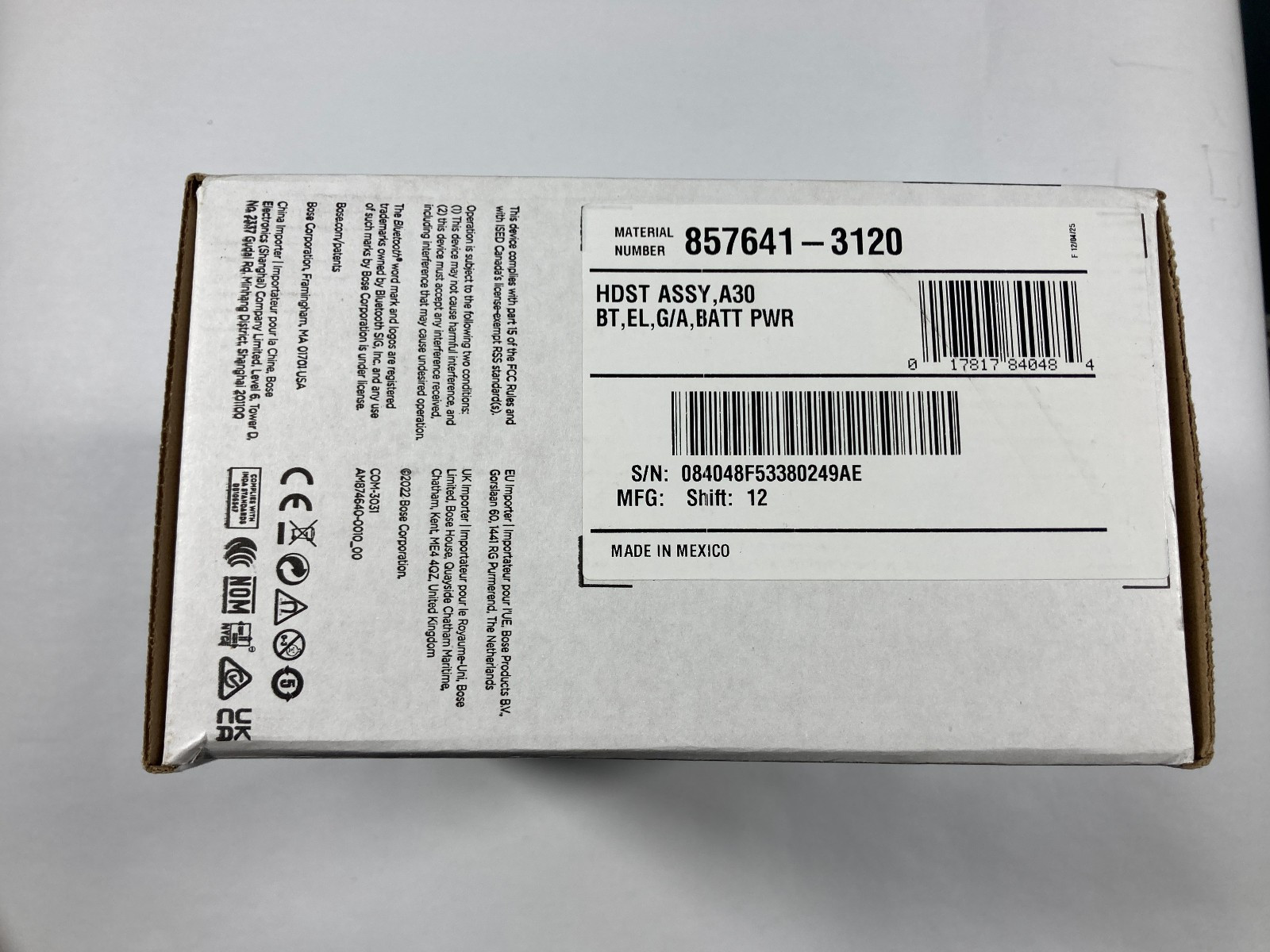 Bose A30 Aviation Headset with Bluetooth - Dual GA Plug - Brand New