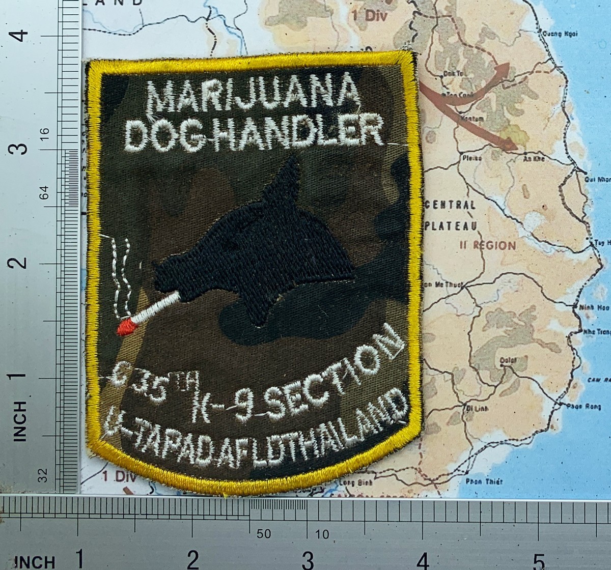 patch , dog handler , utapao , k9 section , 35th , arvn patch , t11-597