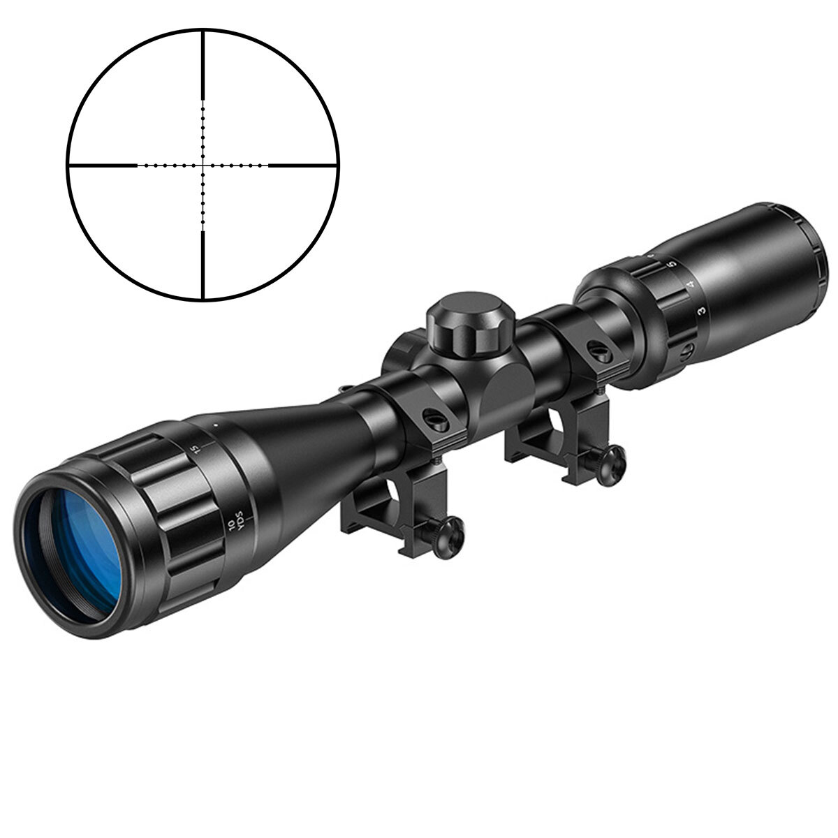 3-9x40AO Rifle Scope Crosshair Reticle Optics Air Gun Scope 20mm Mounts Included