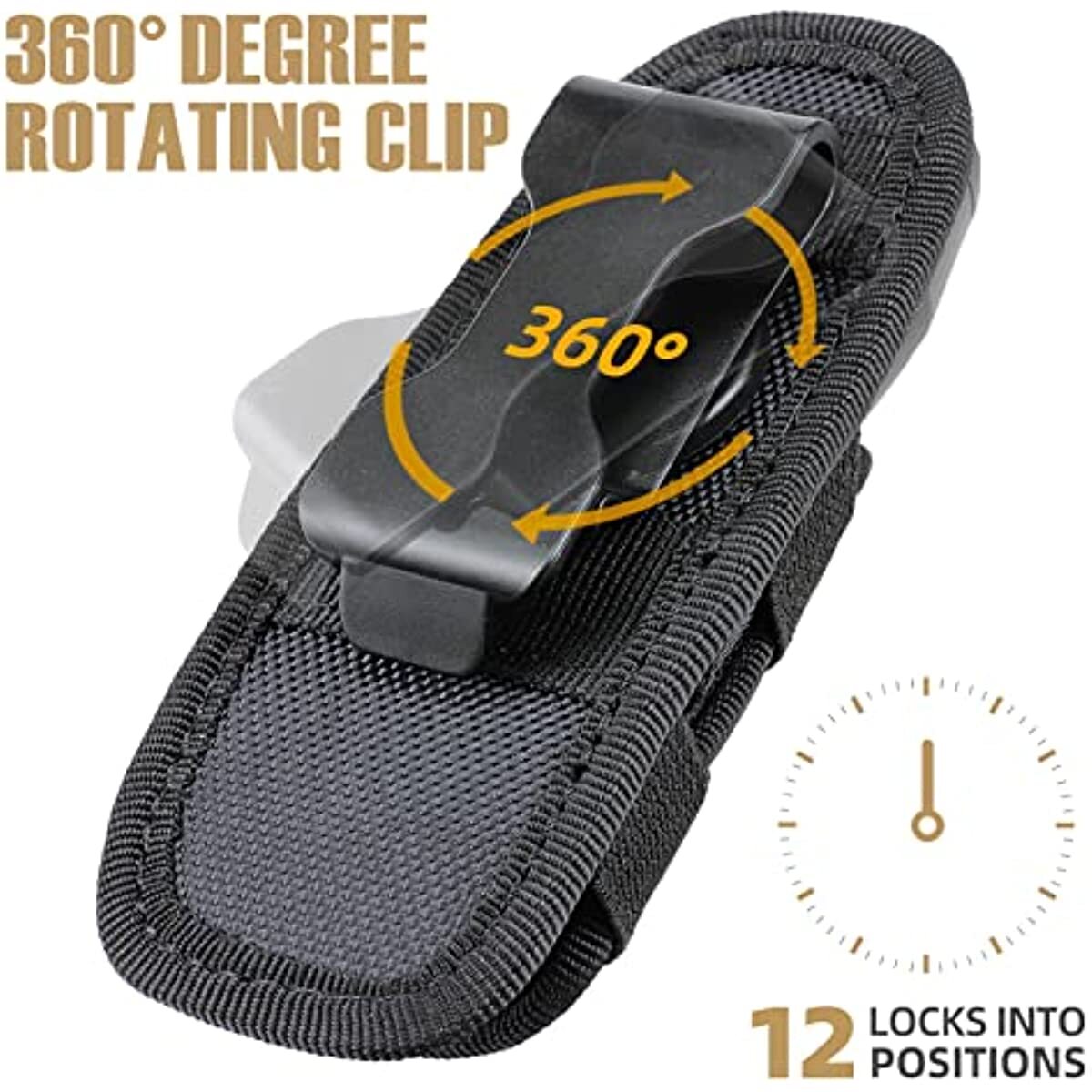 2Pack Tactical Flashlight Pouch Holster 360 Rotatable Flashlight Holder Case US