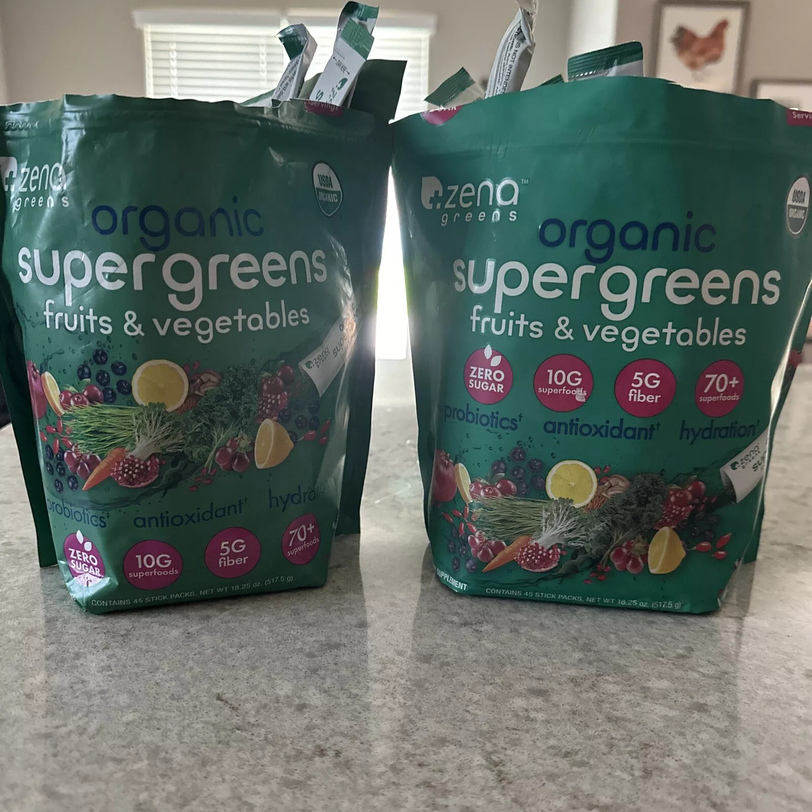Zena Greens Organic Supergreens Fruits & Vegetables Powder 76 Packs