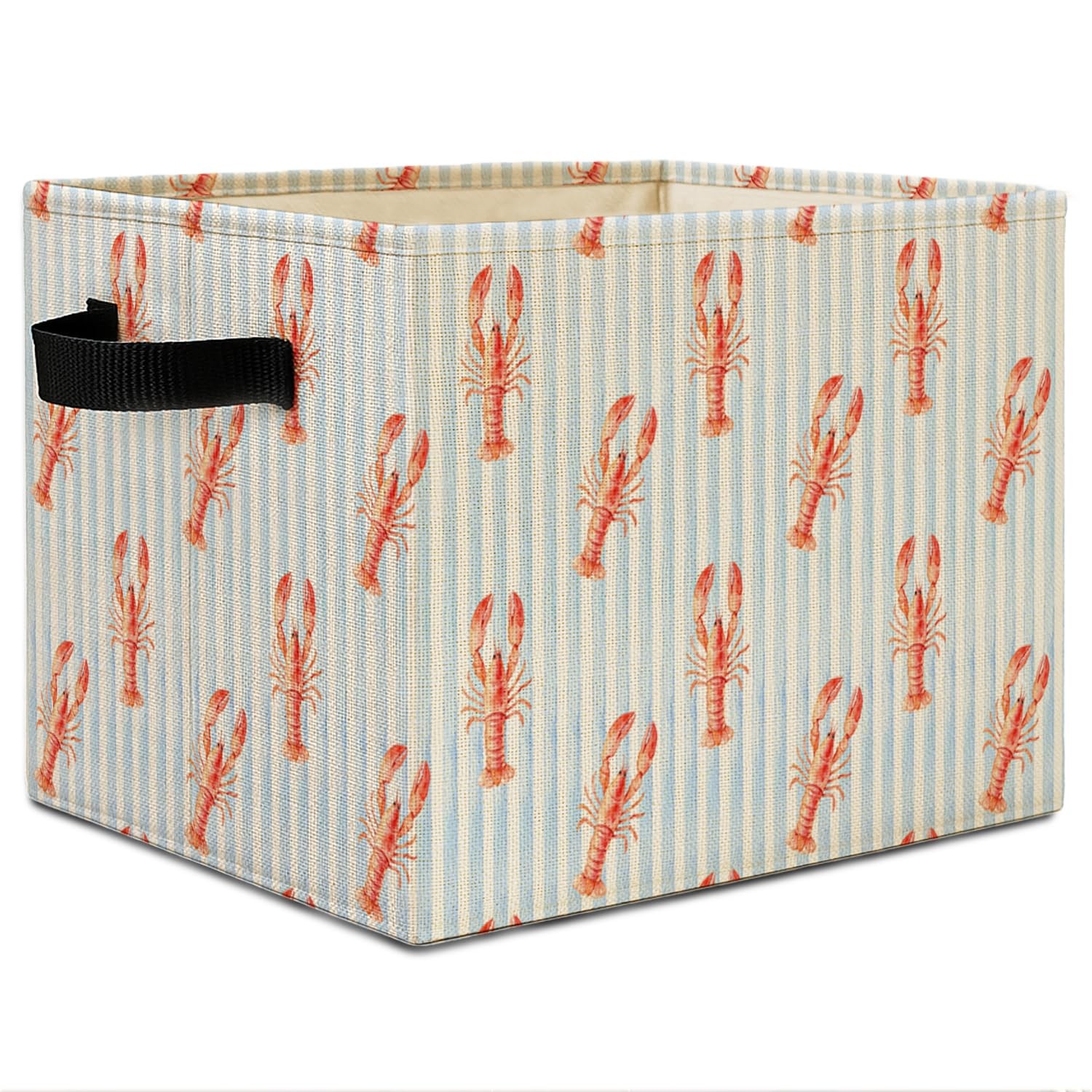 Coastal Lobster Storage Bins, Preppy Nautical Blue Striped Lobster Storage Ba...