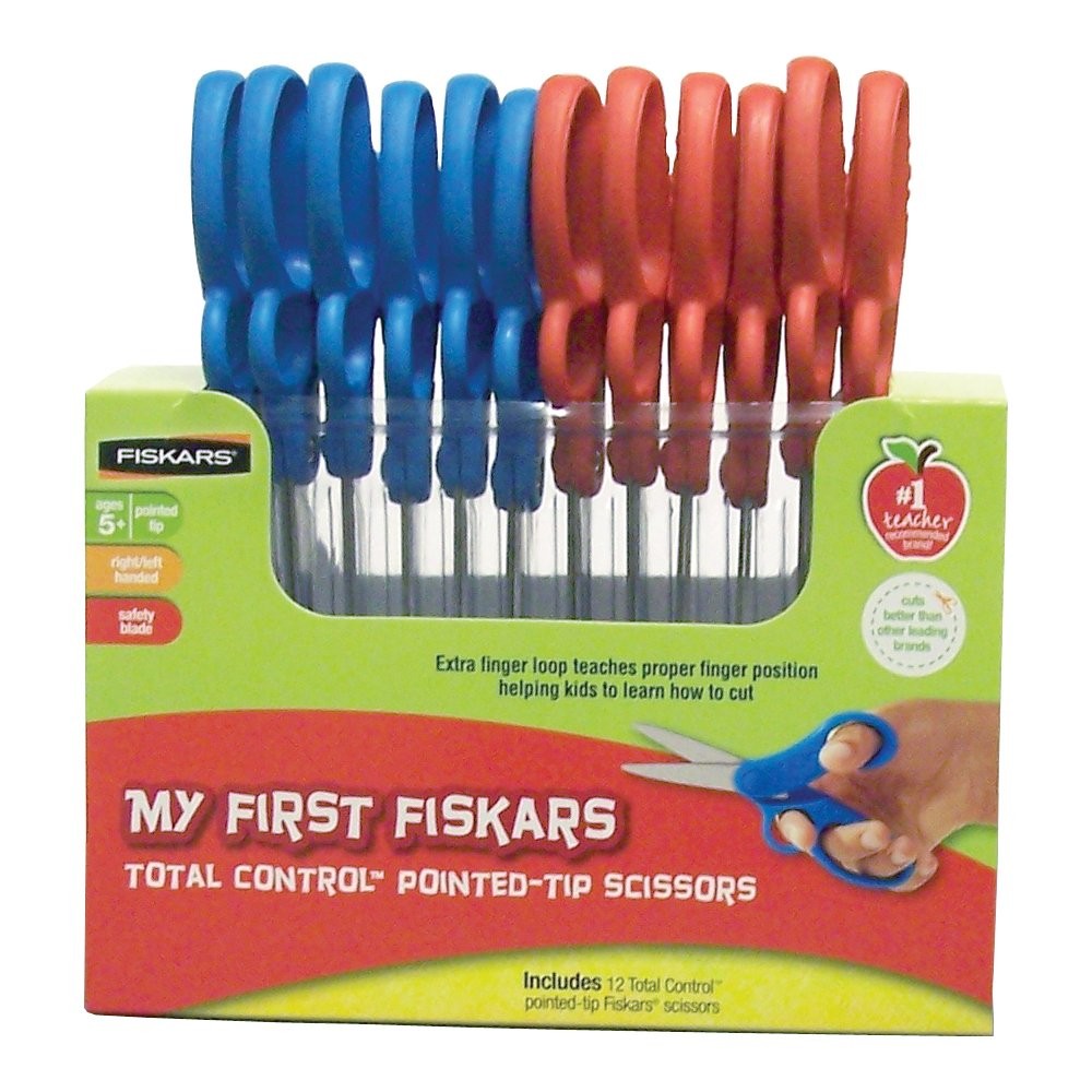 Fiskars My First Class Pack with 12 Pairs of Safety Pointed-Tip Scissors