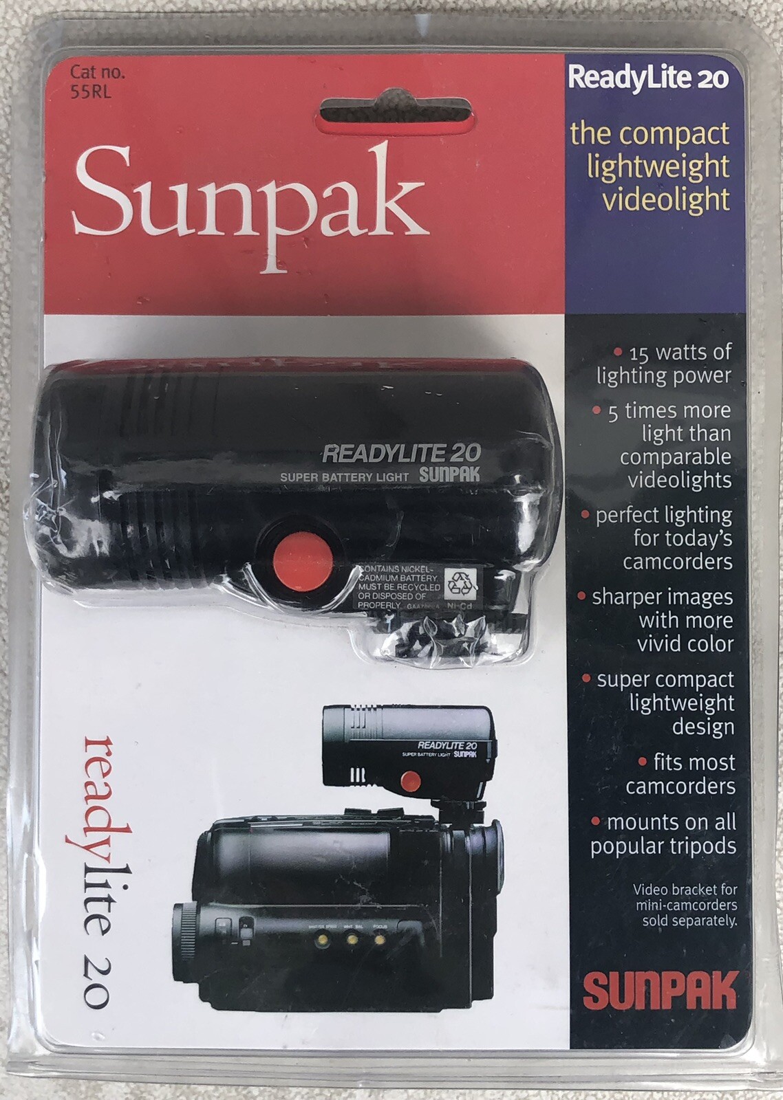 Sunpak Readylite 20 Compact, Lightweight Video Light Camcorder Video Light. 55RL