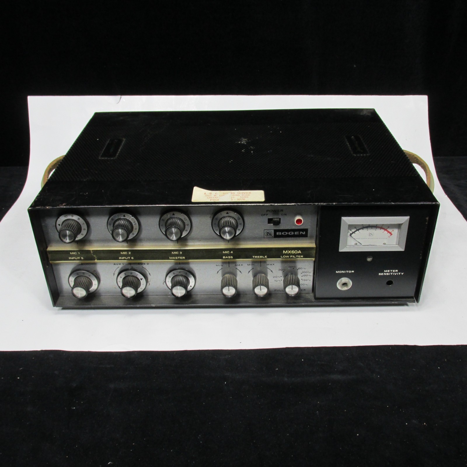 Bogen MX60A mixer amplifier PA rear fuse lights up untested nice shape