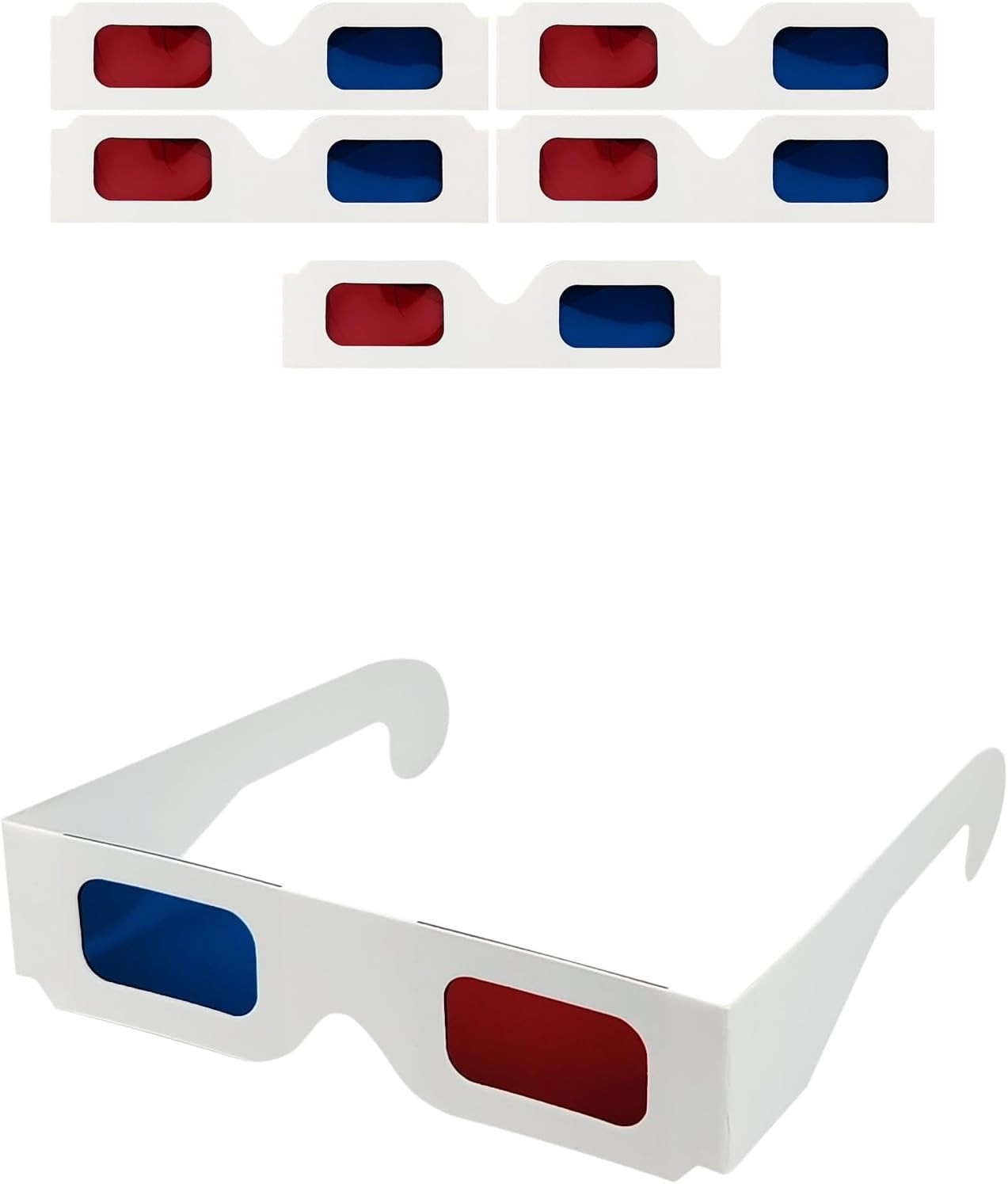 3D Paper Glasses for Movies and TV - Blue and Red Anaglyph Cardboard Glasses for