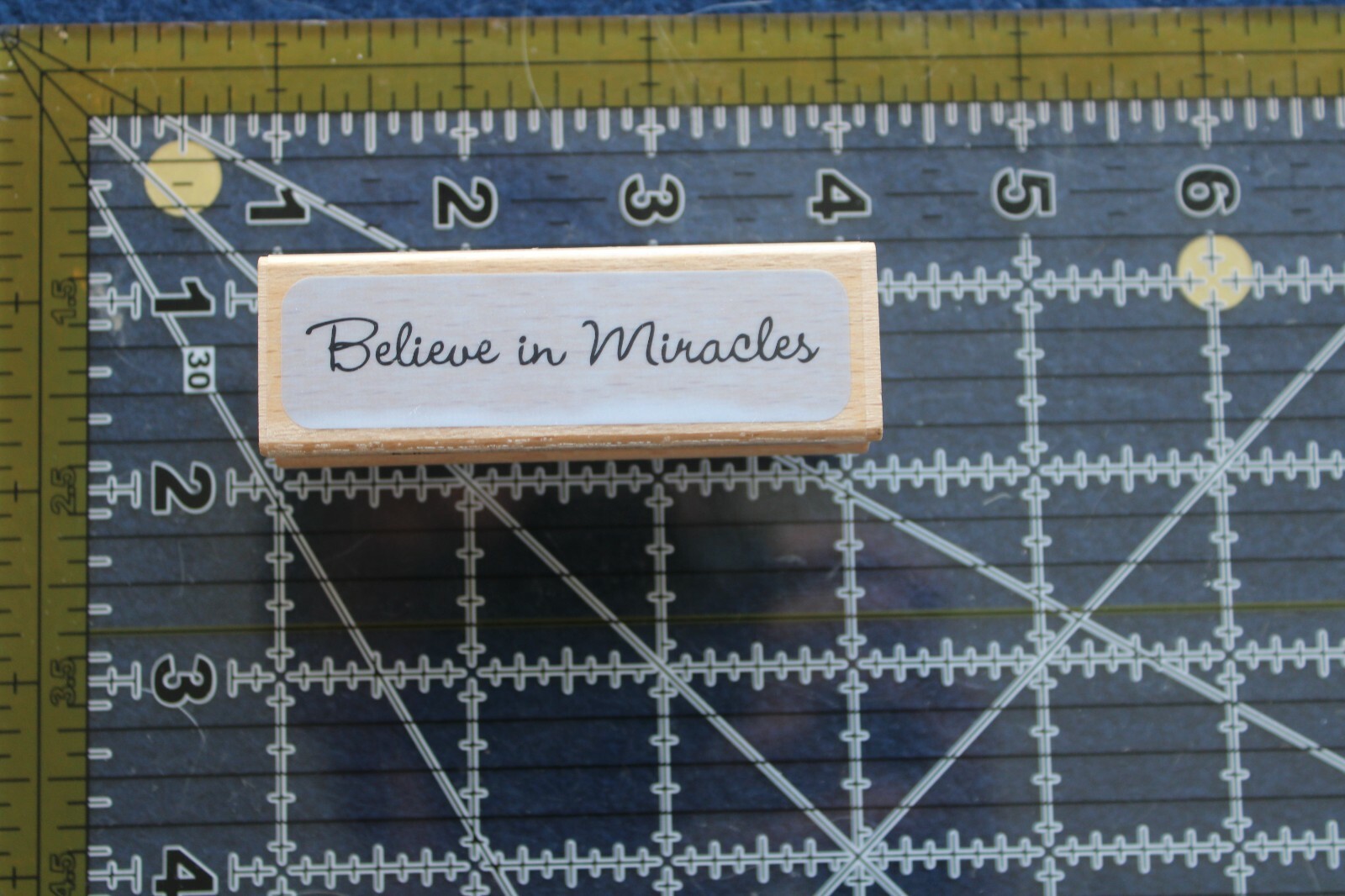 New RETRO Believe in Miracles Phrase Wood Rubber Stamp C