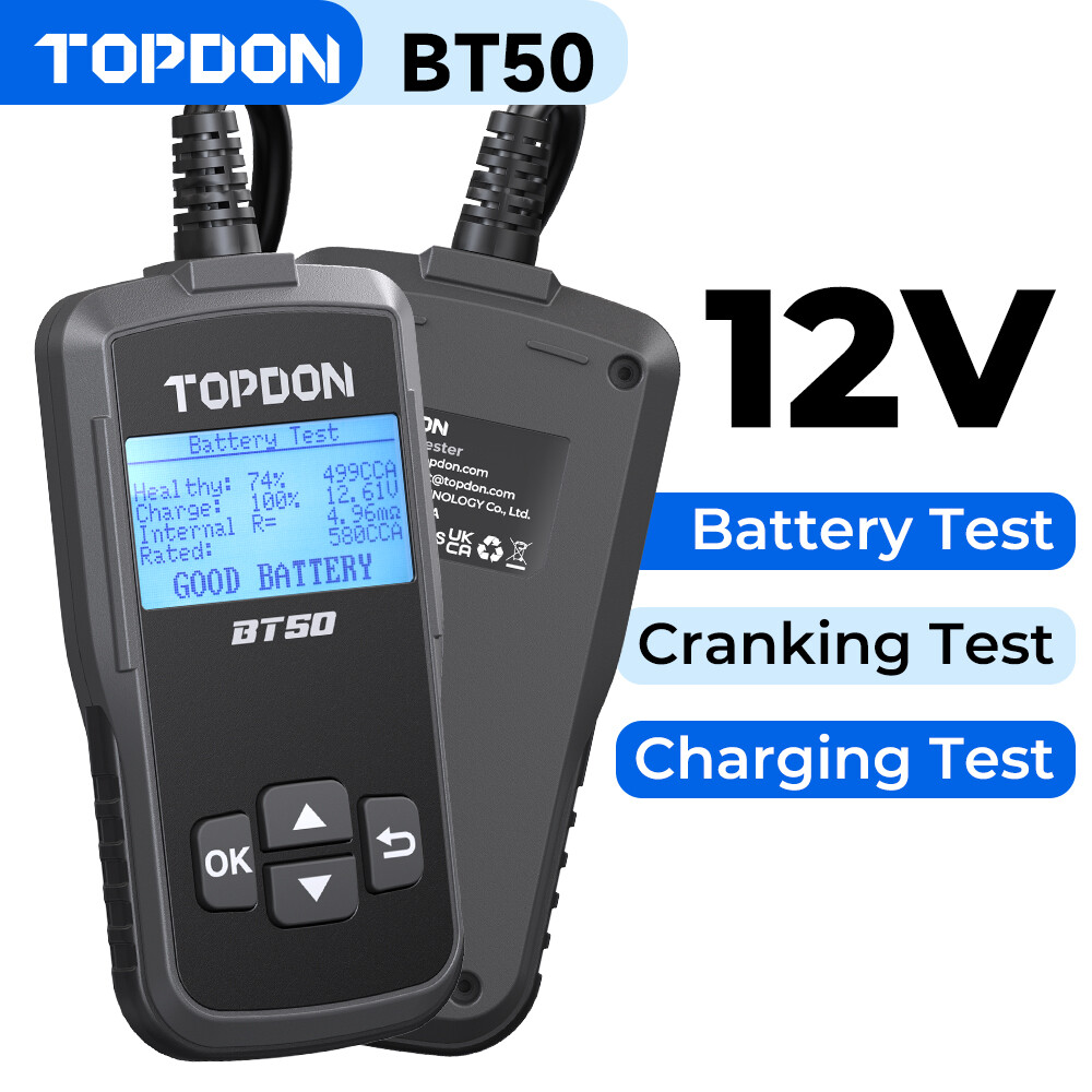 TOPDON BT50 12V Auto Car Battery Tester Charging Cranking Test 220Ah 2000CCA US