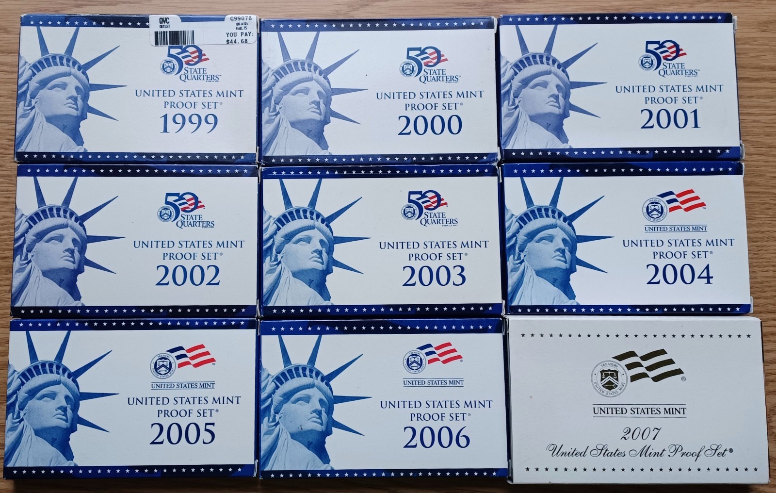 1999 thru 2007 US Mint Clad Proof Coin Sets w/ OGP, Lot of 9 Sets San Francisco
