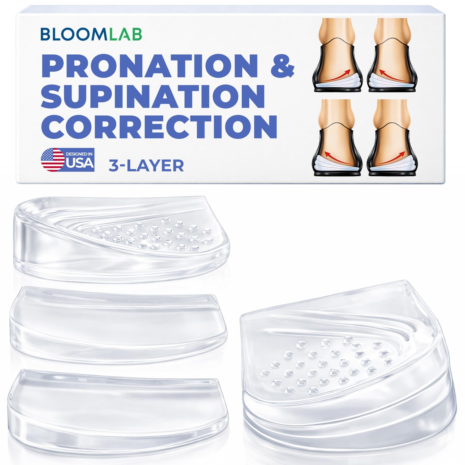 Orthopedic Heel Wedge Inserts – 3-Layer Adjustable Gel Insoles for Supination...