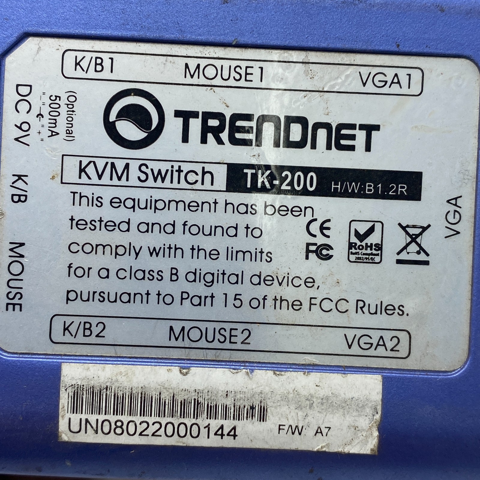 TRENDnet TK-200 KVM SWITCH, 2-Port PS/2 KVM Switch Kit TK200