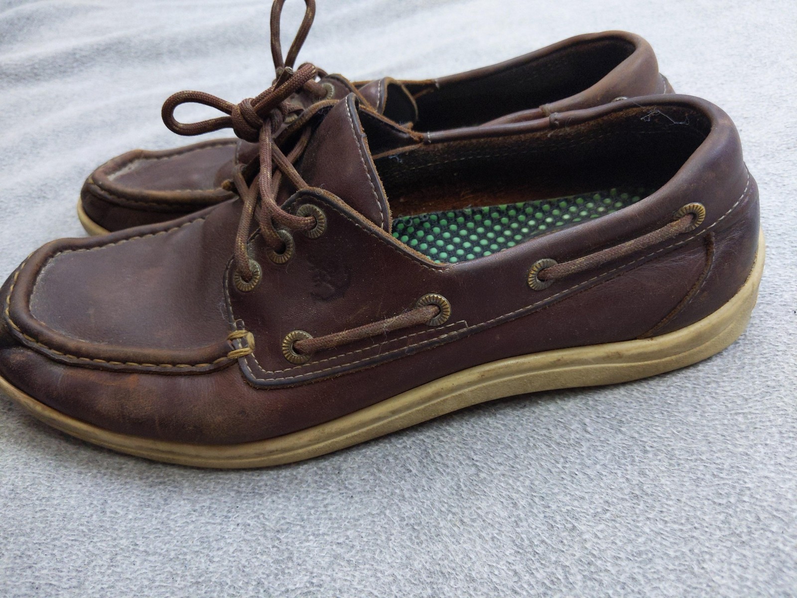 SAS Boat Shoes Mens Size 10.5 Brown Leather Lace Up Made in USA Comfort Casual