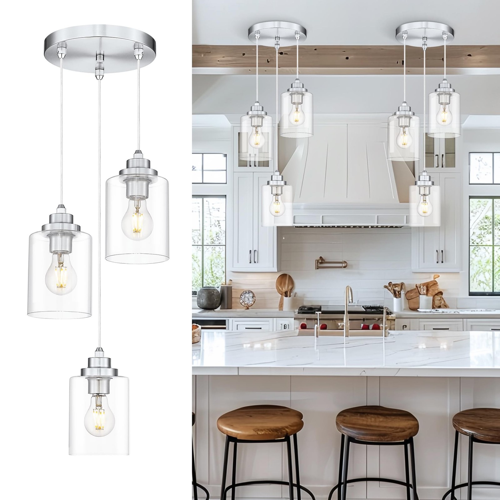 Pendant Lights for Kitchen Island, Modern Kitchen Lighting Hanging Light Fixt...