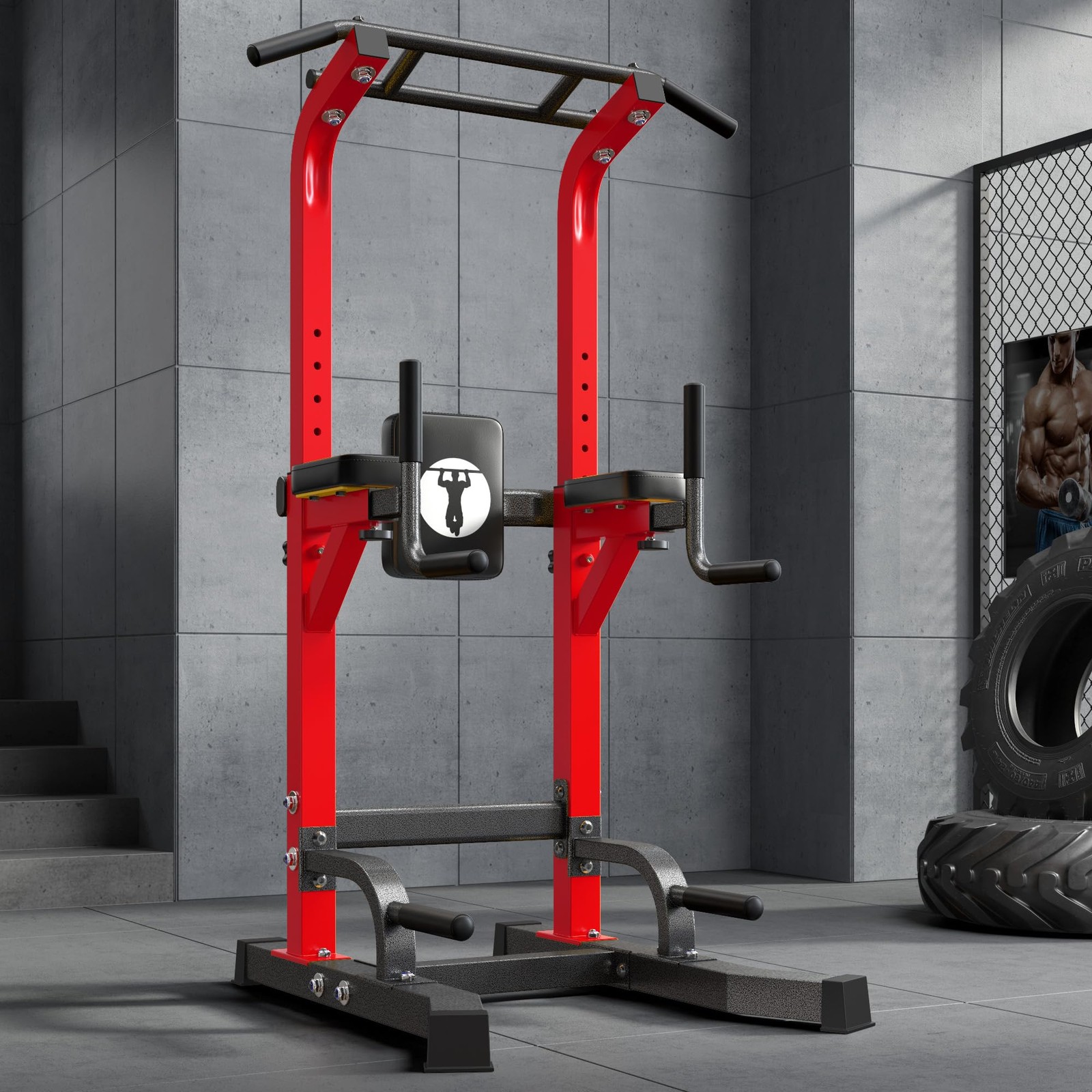 Power Tower Pull Up Bar and Dip Stand,Adjustable Height Assistive Trainer Dip...