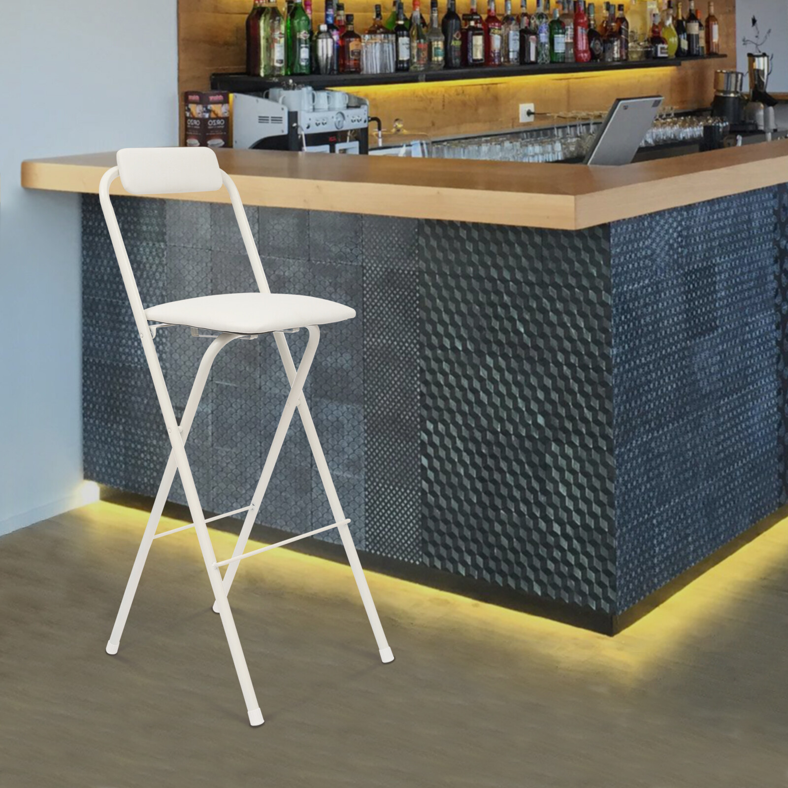 Foldable Bar Chair, Tall Folding Chair, 42*48*105cm Portable Folding Stool