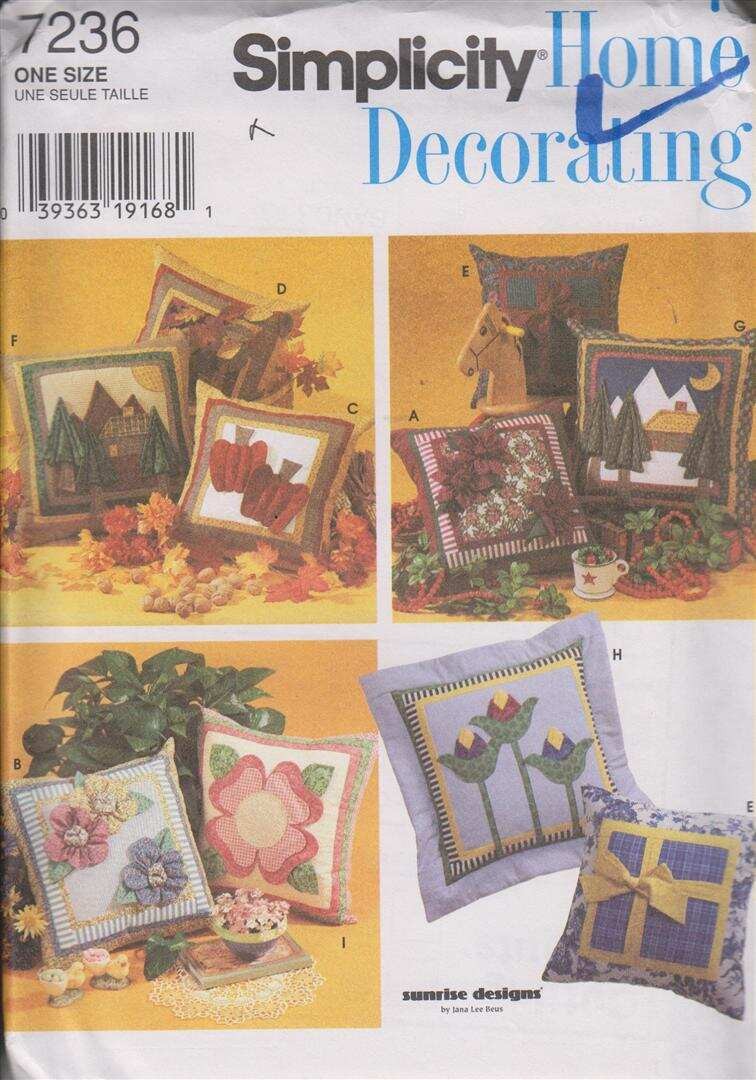 7236 SIMPLICITY HOME DECORATING PILLOW COVERS SUPER CUTE!!!