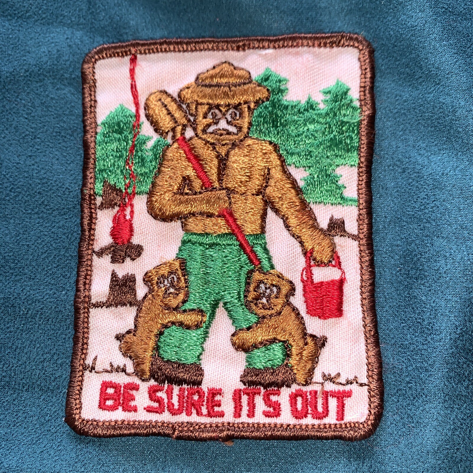 Vintage 1970’s Smokey Bear Boy Scouth Patch Embroidered 2 3/4x3 1/2” Approx