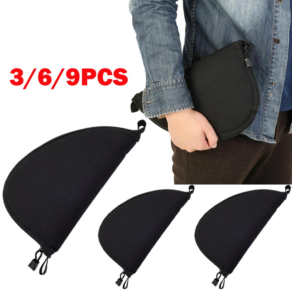 3/6/9Pack 8.5" Zip Up Pistol Case Black Cordura Padded Soft Lining For Gun AC126