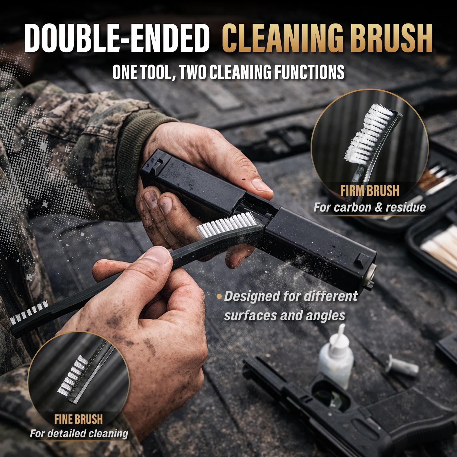 Gun Cleaning Kit Fits .22 .357/9mm .38 .40 .45 Cal Handguns & Pistols Compact...