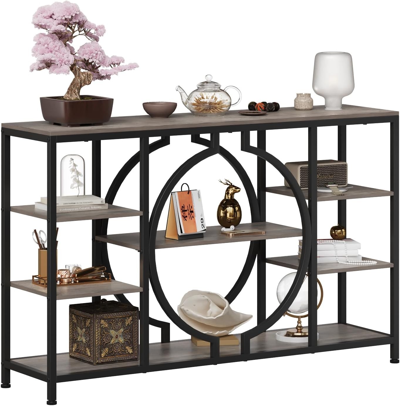 47" Industrial Console Tables Entryway Rustic Sofa Table Behind Couch 4 Tier