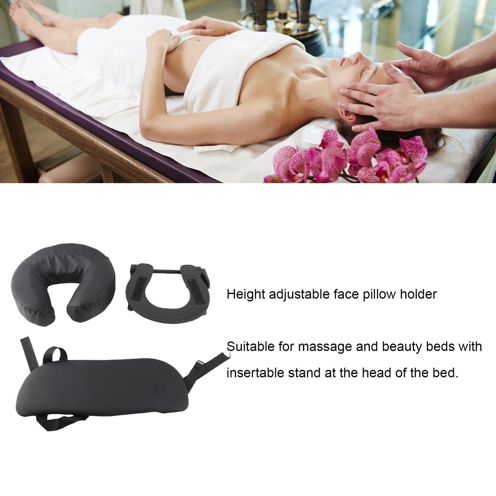 Beauty Bed Headrest Cradle U Shape Adjustable Folding Massage Table Face Cradle