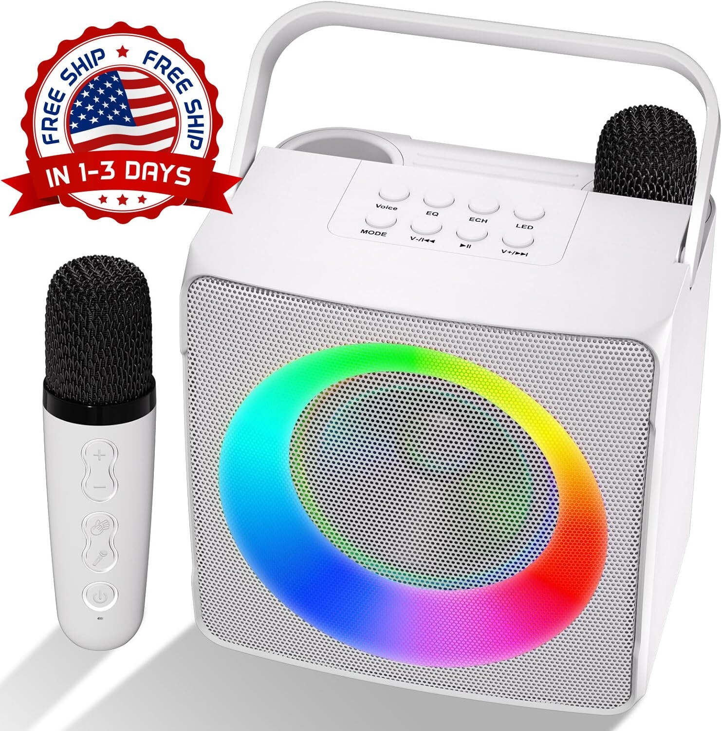 Máquina De Karaoke Para Adultos Y Niños Altavoz Bluetooth Con 2 Micrófonos NUEVO