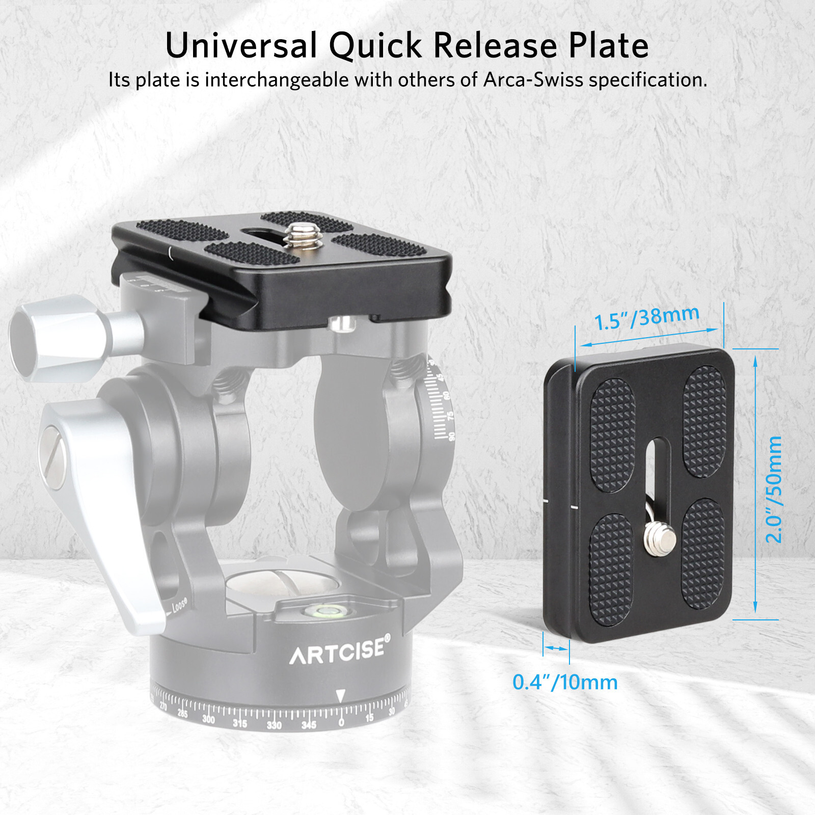 Fluid Video Head Compact Tripod Head Pan Tilt Head W/ Acra Quick Release Plate