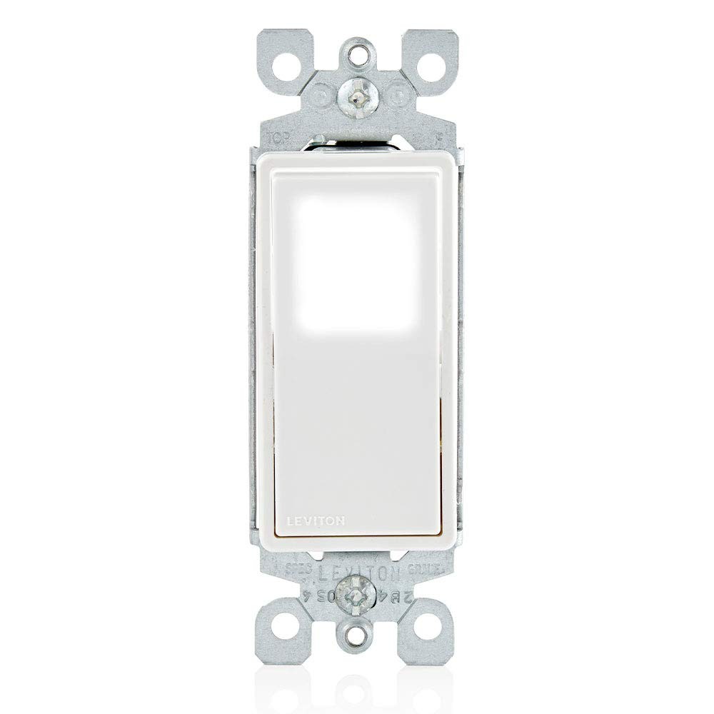 15 Amp Decora LED Light Switch, Illuminated Single Pole, White