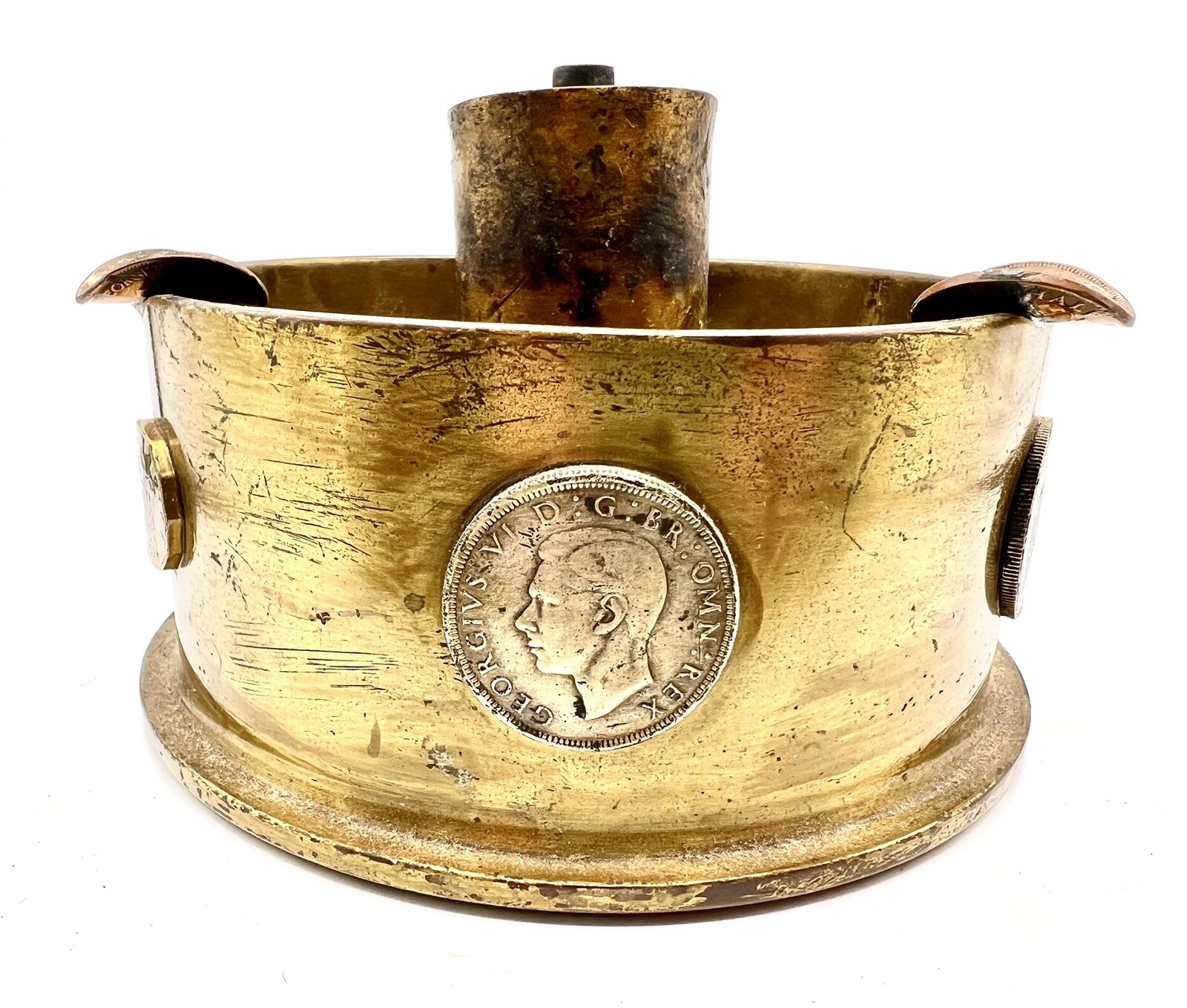 1942 WWII Brass Shell Casing MK IV 25 Cal 5 Inch  Trench Art Ash Tray
