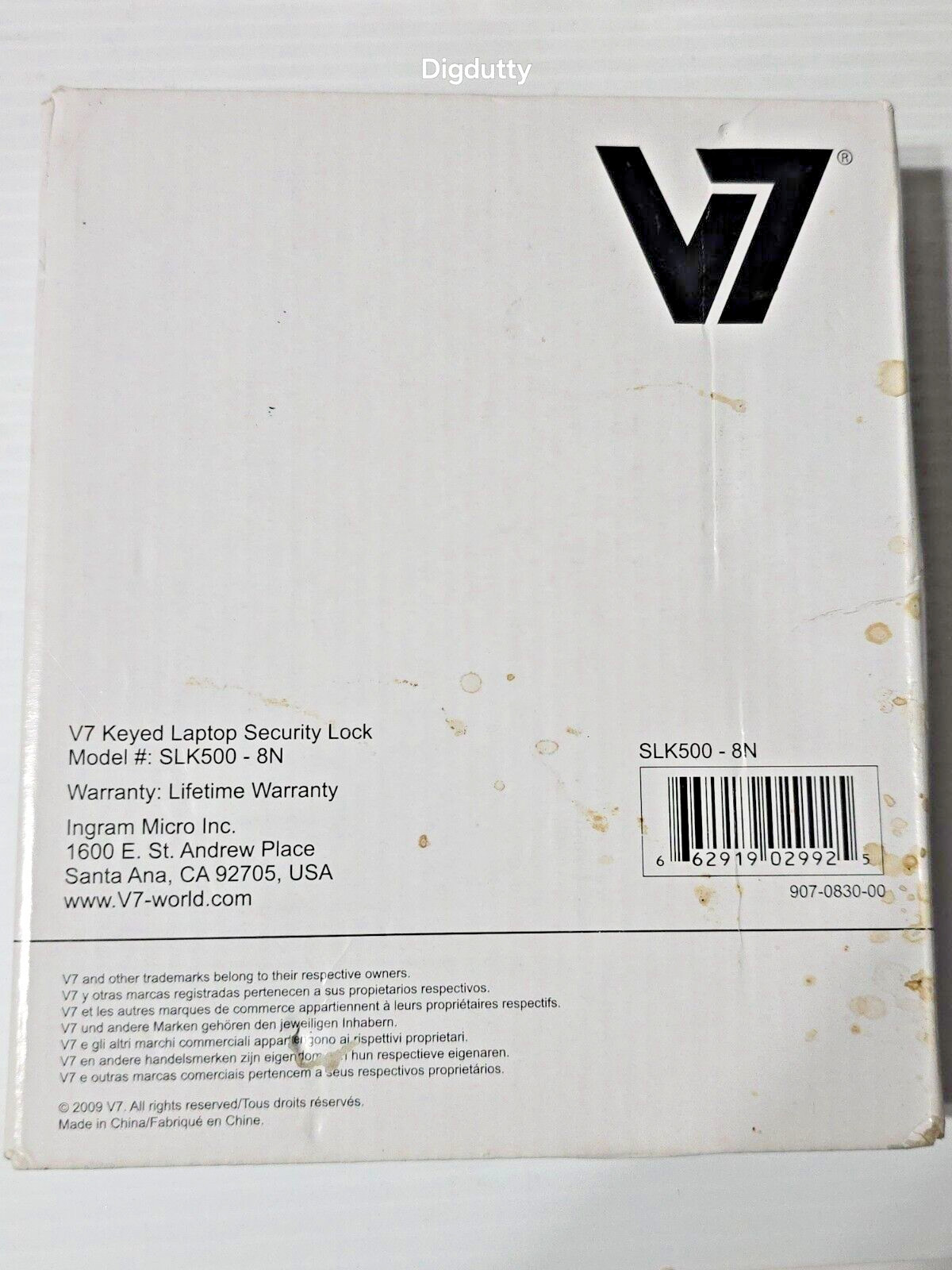 V7 SLK500-8N Keyed Laptop Security Lock / Computer Lock - NEW