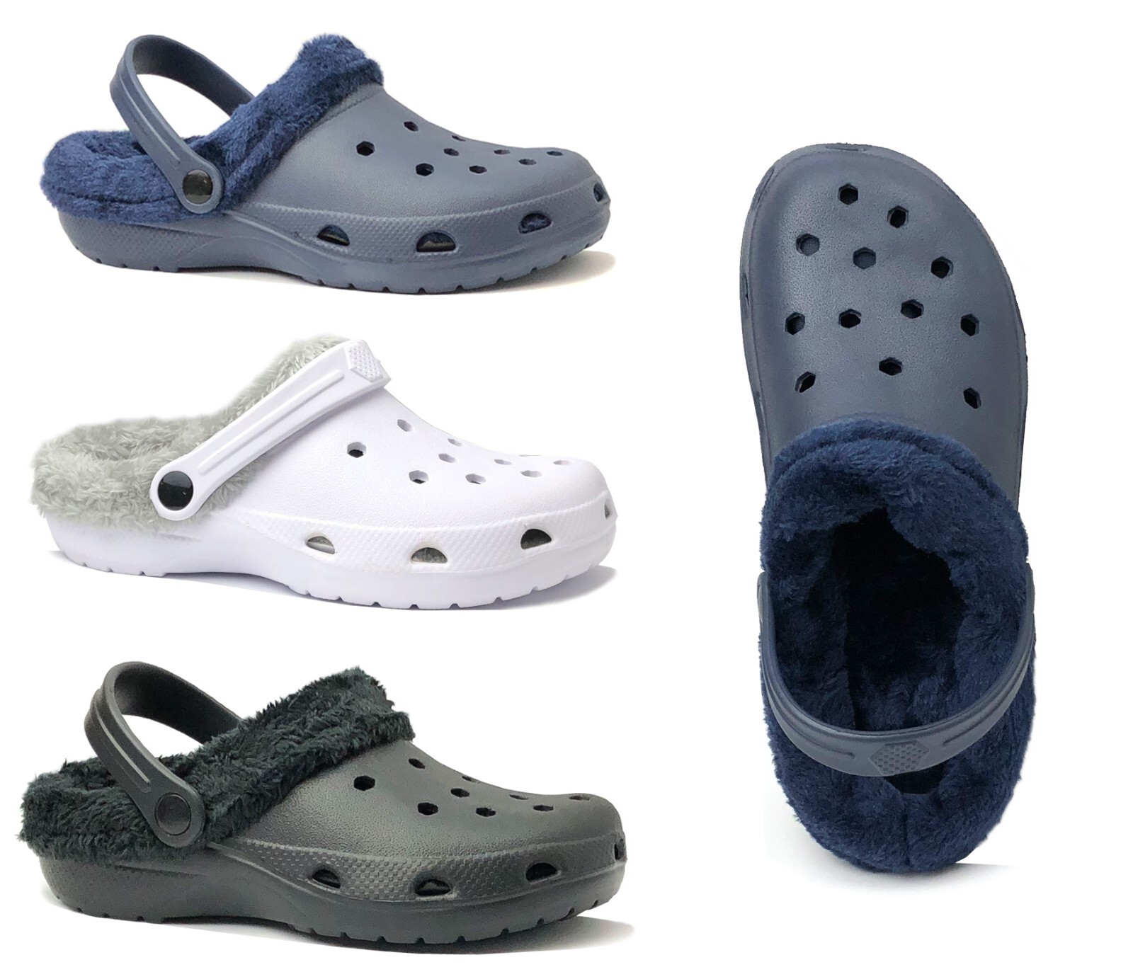 New Men's Clog with Faux Fur Lining Comfort Slipper Indoor Outdoor Garden