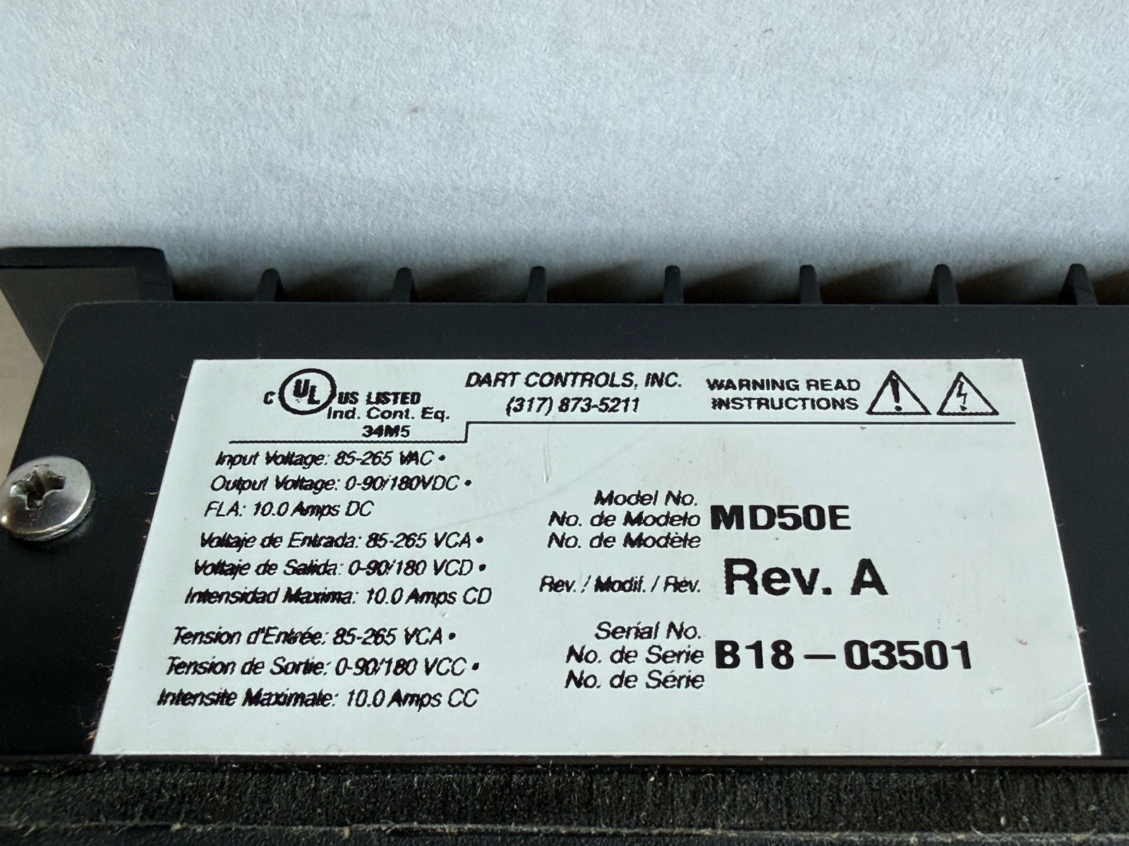 Dart Controls MD50E, NEMA 4 Closed loop microprocessor based DC motor Speed Cont
