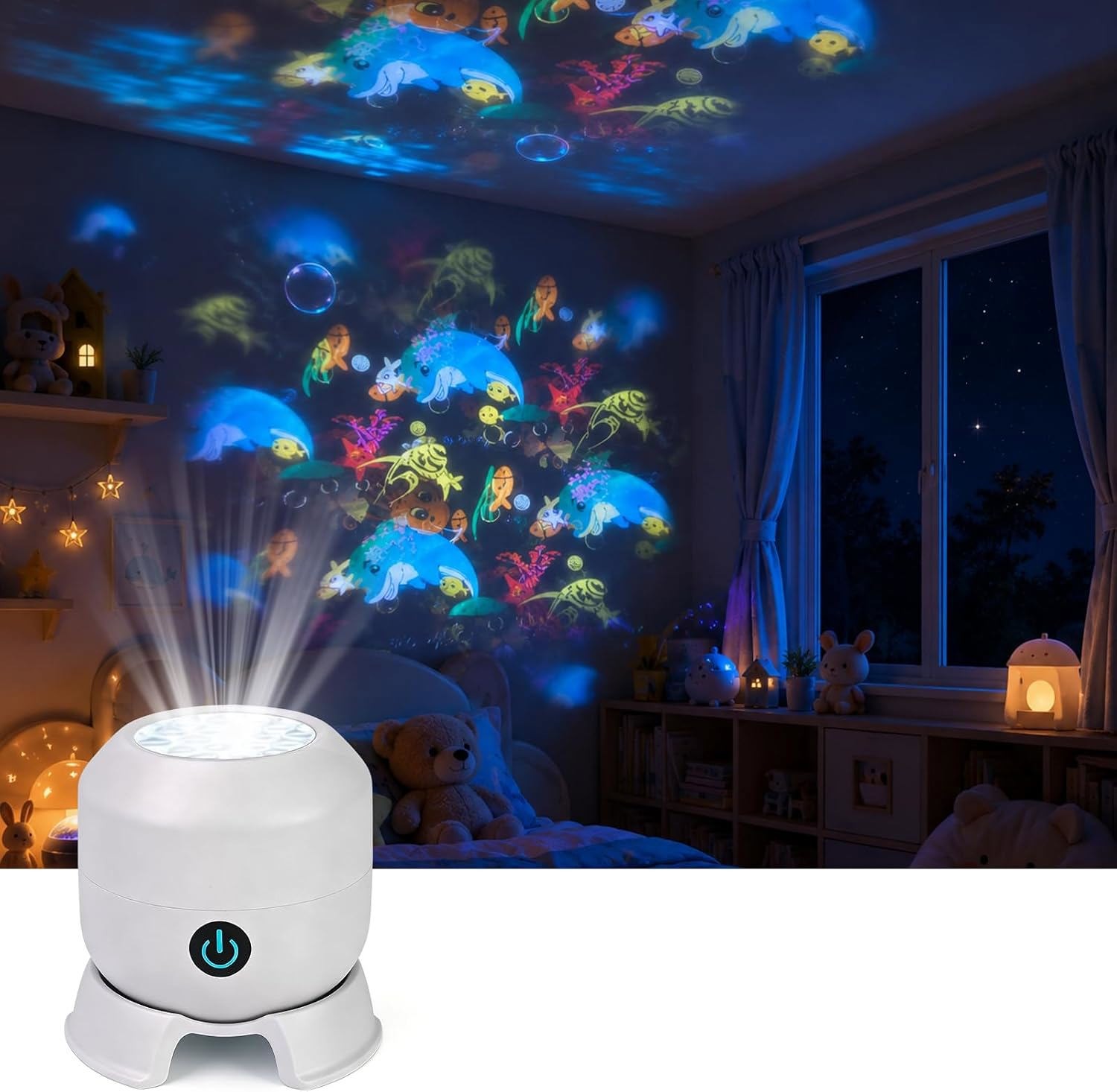 Dynamic Rotating Led Projector Lights Ocean Scene Rotating Night Lamp for Kids