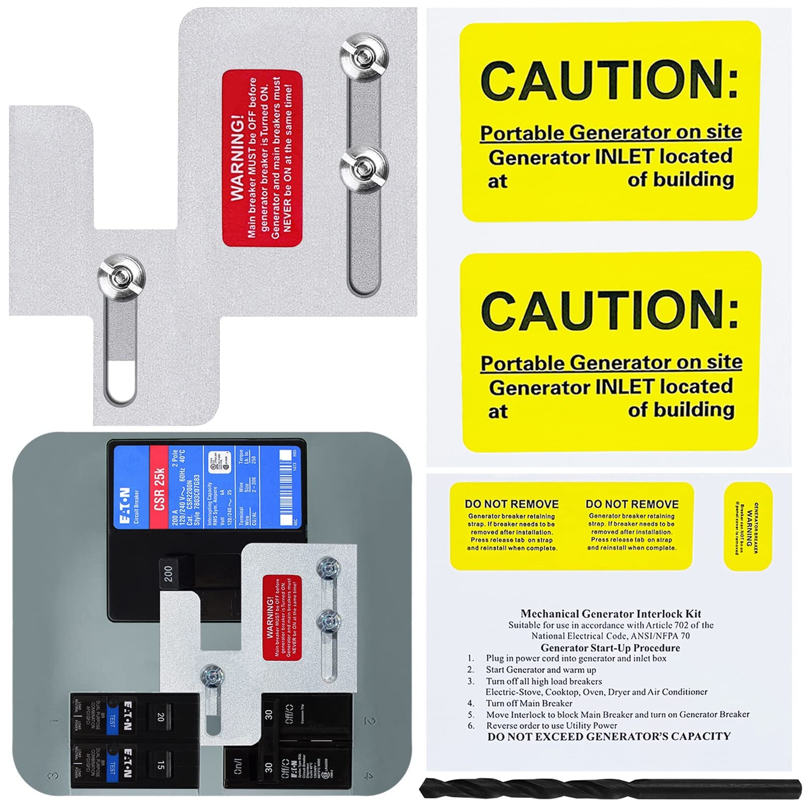 Generator Interlock Kit Compatible with Eaton Cutler Hammer silver grey black