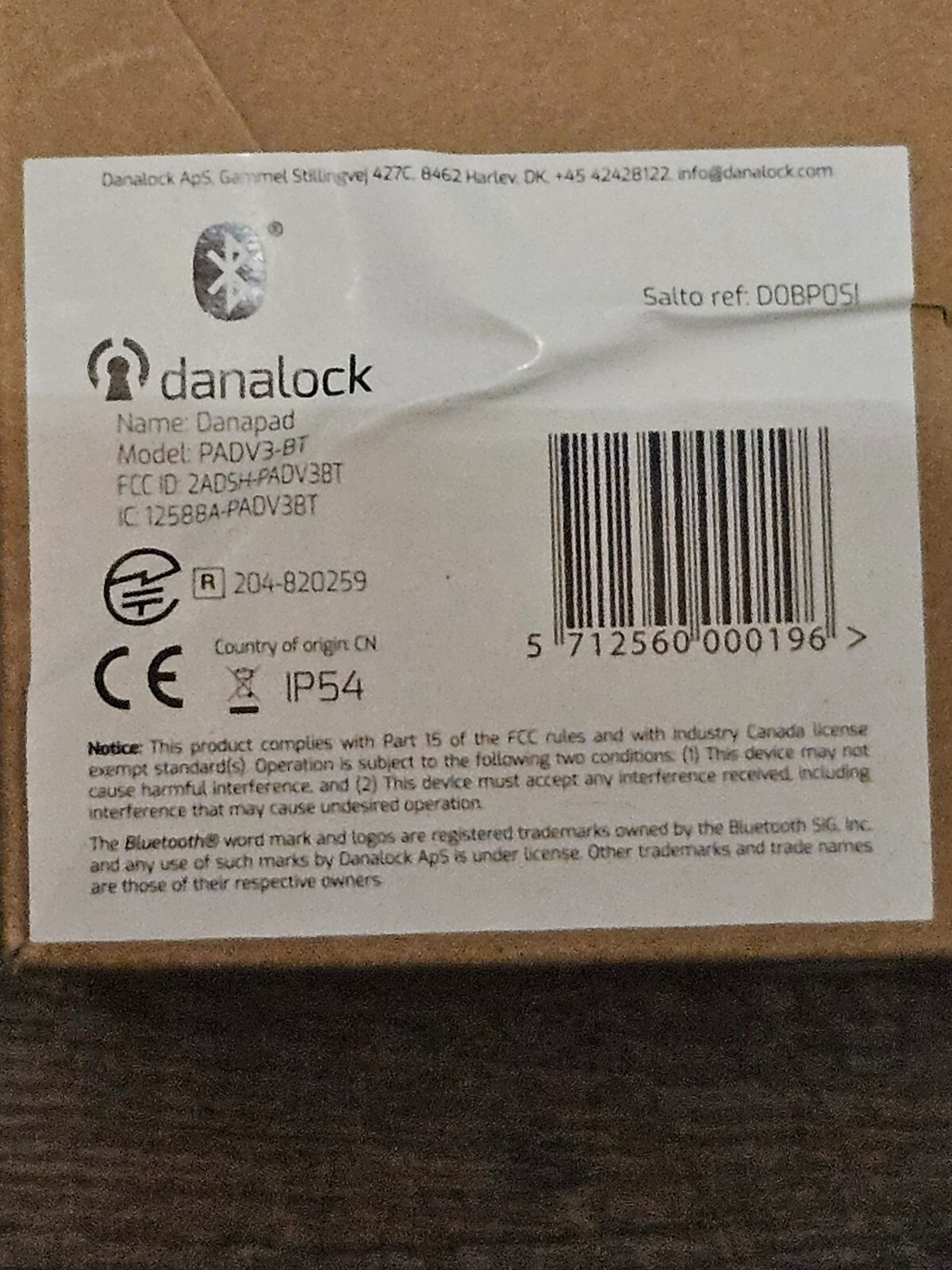 Salto Security Danalock PADV3-BT